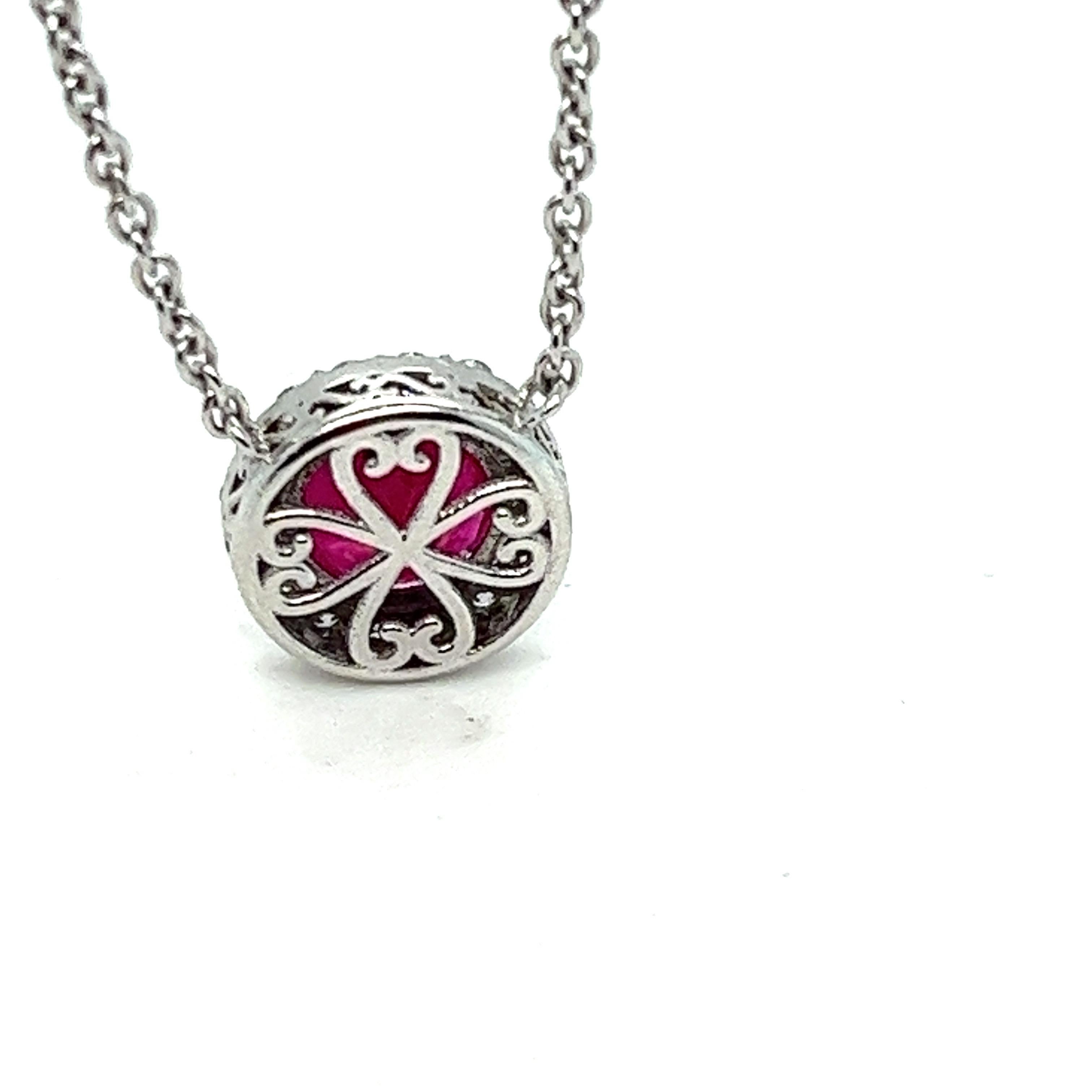 Exquisite Round Ruby and Diamond Pendant, 2.05 ctw. In Excellent Condition For Sale In Miami, FL