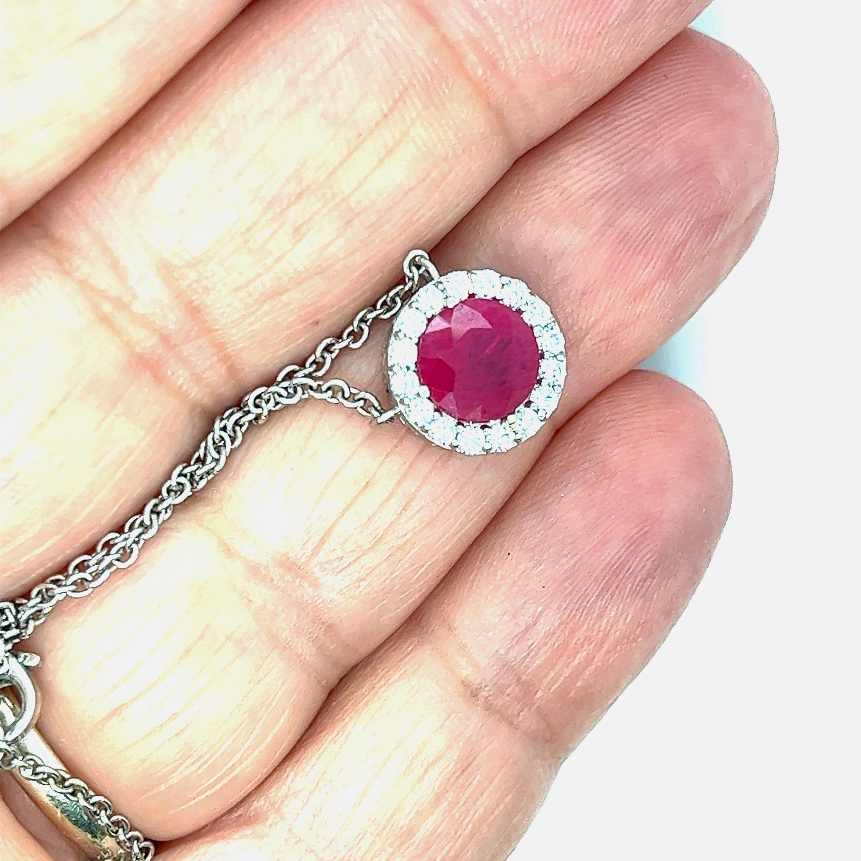 Women's or Men's Exquisite Round Ruby and Diamond Pendant, 2.05 ctw. For Sale