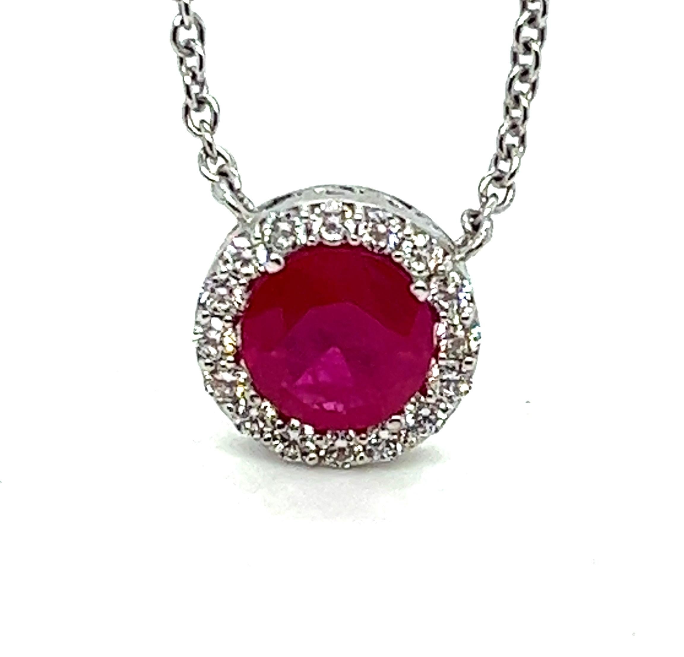 Exquisite Round Ruby and Diamond Pendant, 2.05 ctw. For Sale 2