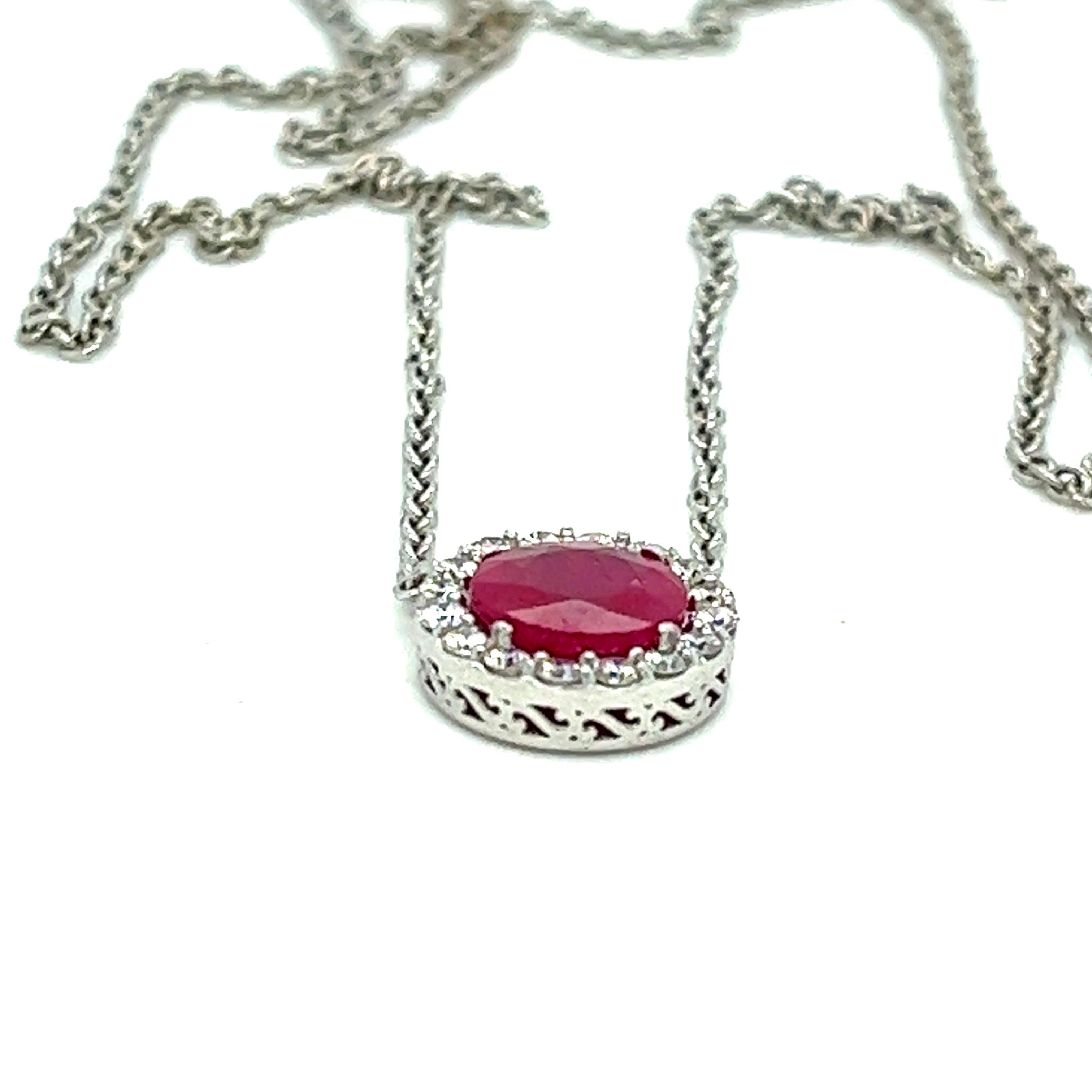 Exquisite Round Ruby and Diamond Pendant, 2.05 ctw. For Sale 3