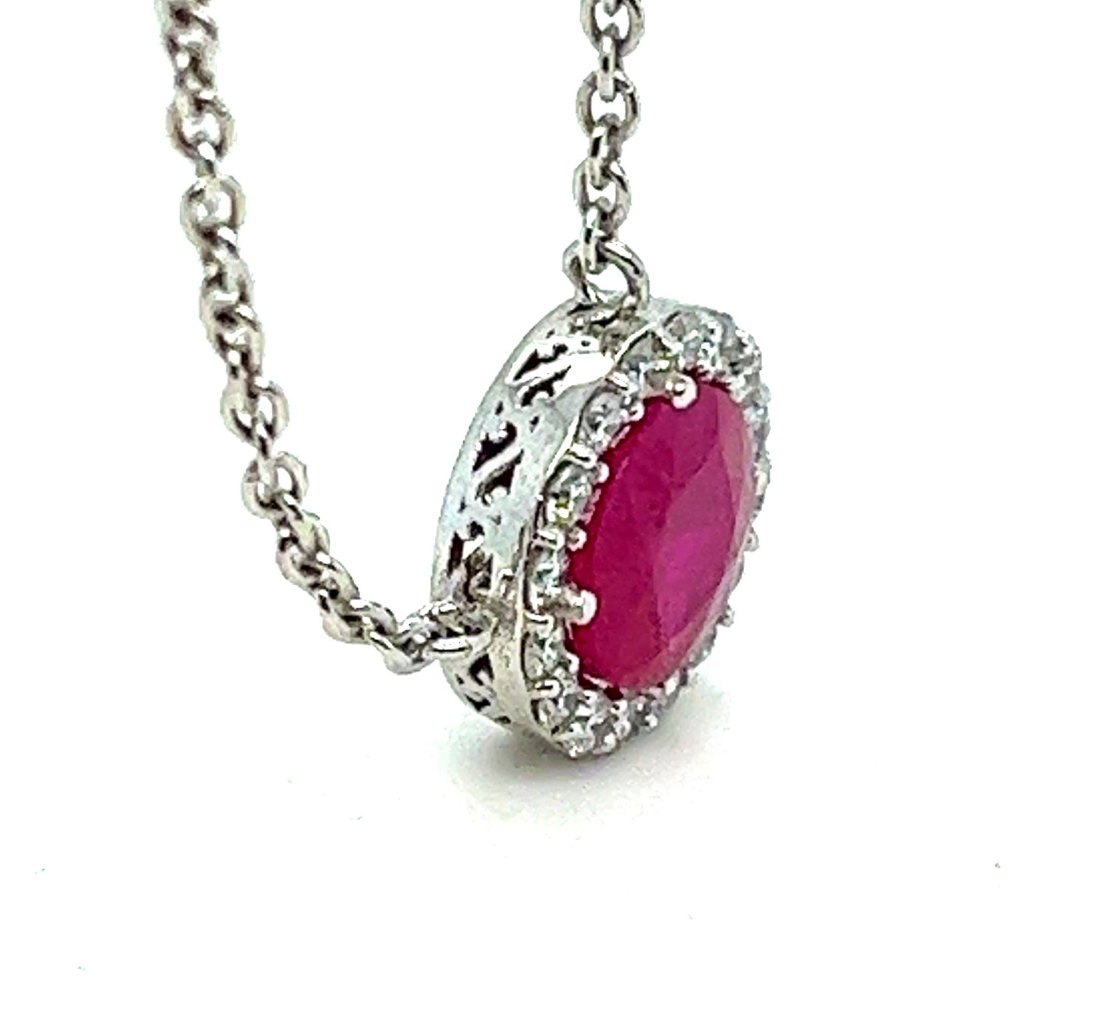 Exquisite Round Ruby and Diamond Pendant, 2.05 ctw. For Sale 4