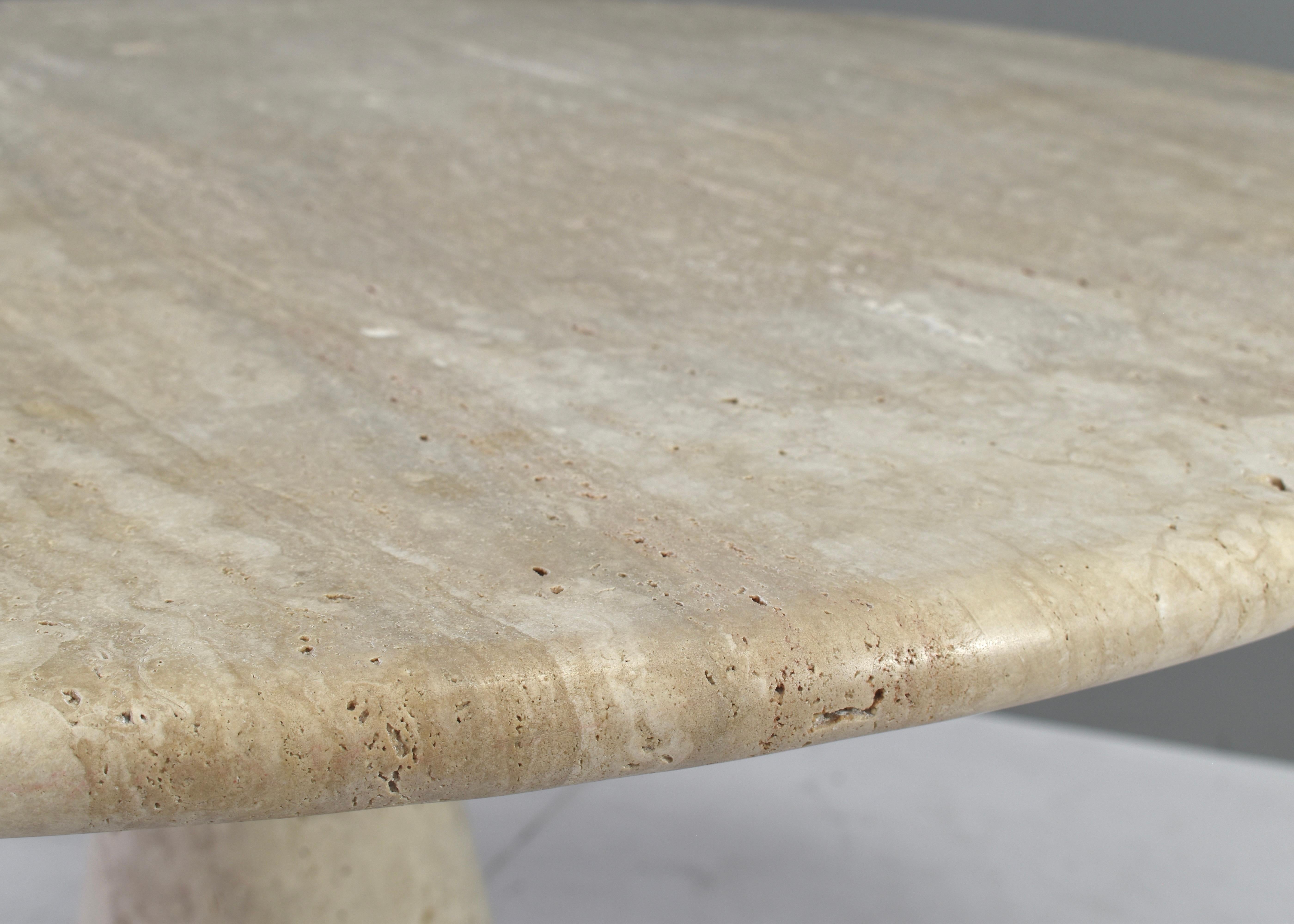 Exquisite Round Travertine Dining Table in the manor of Angelo Mangiarotti/Up&Up For Sale 5