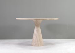 Exquisite Round Travertine Dining Table in the manor of Angelo Mangiarotti/Up&Up