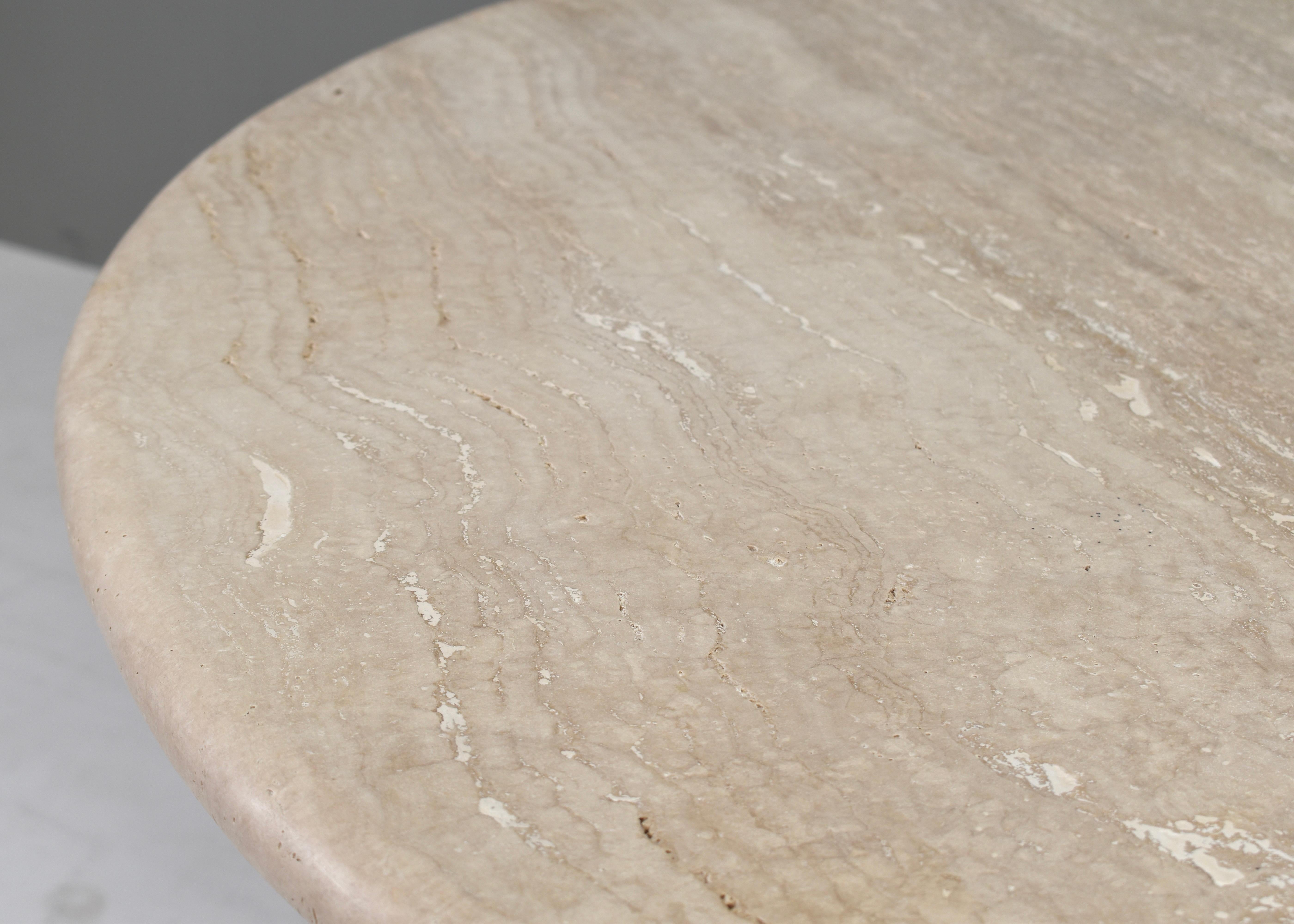 Exquisite Round Travertine Dining Table in the manor of Angelo Mangiarotti/Up&Up For Sale 2