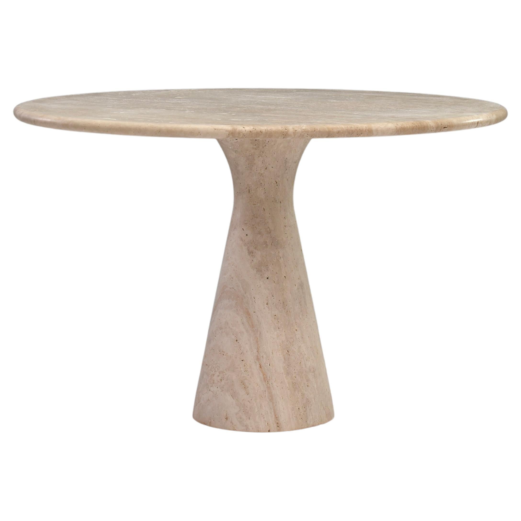 Exquisite Round Travertine Dining Table in the manor of Angelo Mangiarotti/Up&Up