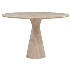 Vintage Exquisite Round Travertine Dining Table in the manor of Angelo Mangiarotti/Up&Up