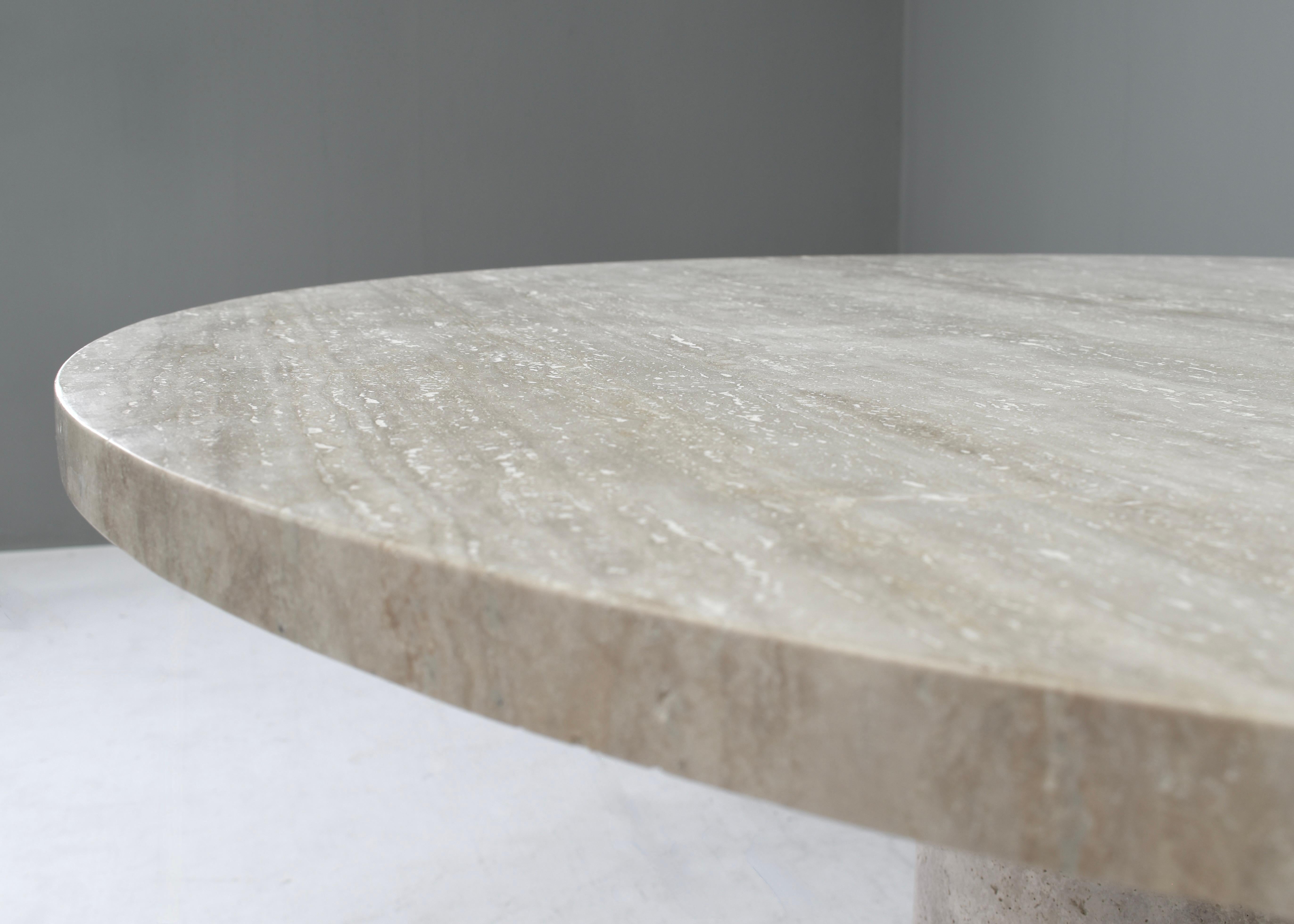 Exquisite Round Travertine Dining Table in the manor of Up& Up and Mangiarotti 7