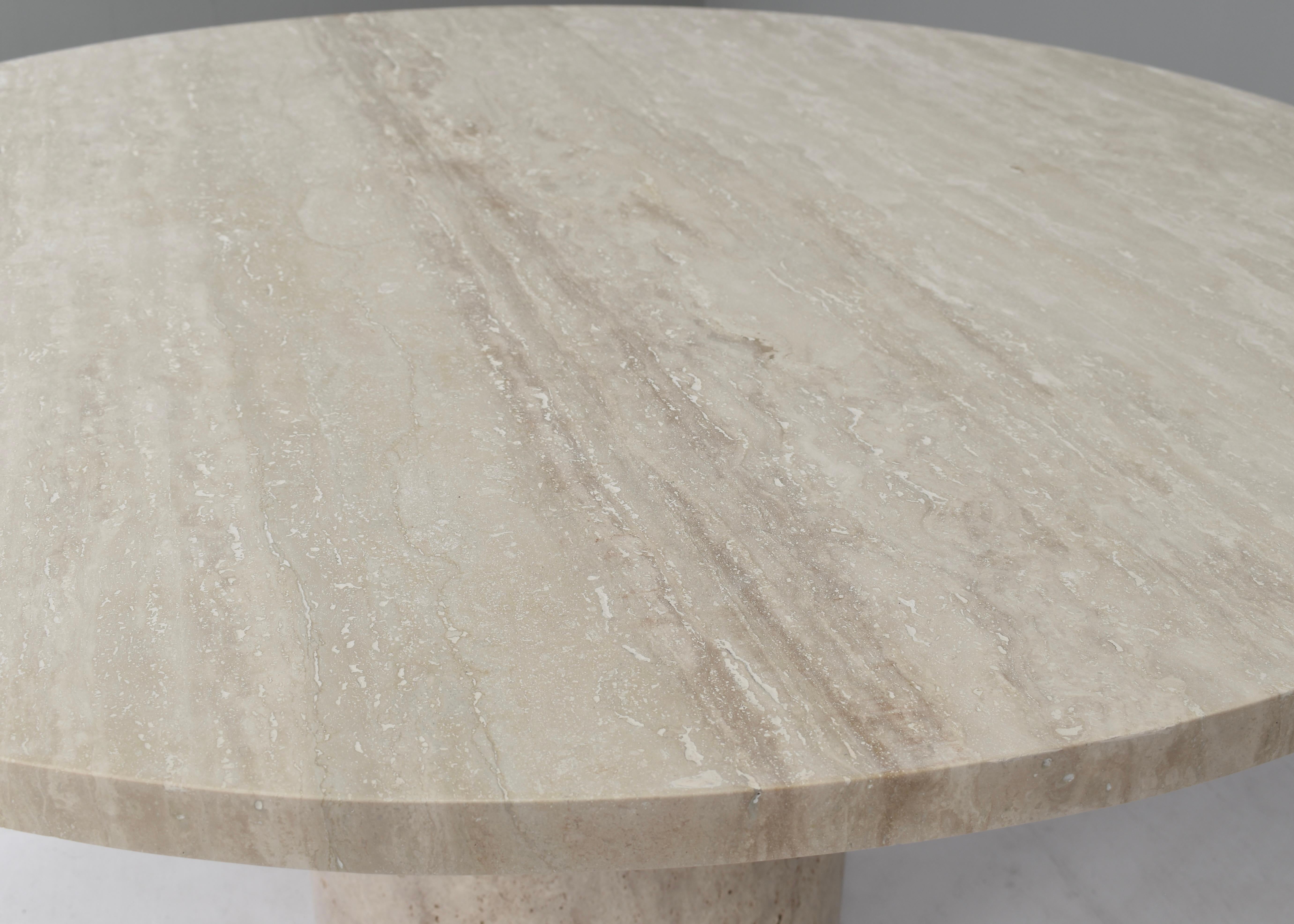 Exquisite Round Travertine Dining Table in the manor of Up& Up and Mangiarotti 9