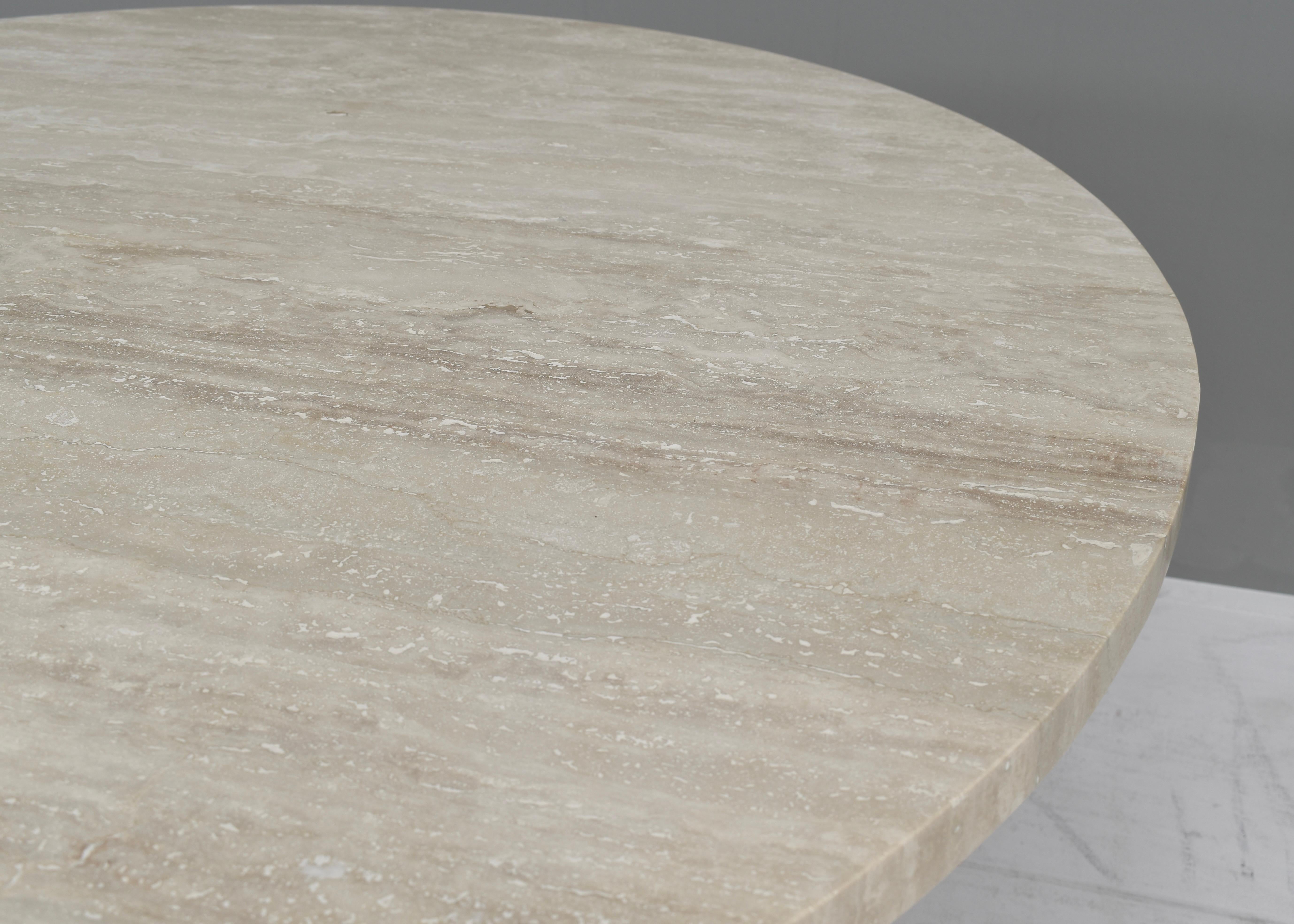 Exquisite Round Travertine Dining Table in the manor of Up& Up and Mangiarotti 11