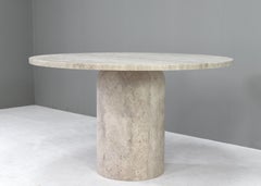 Exquisite Round Travertine Dining Table