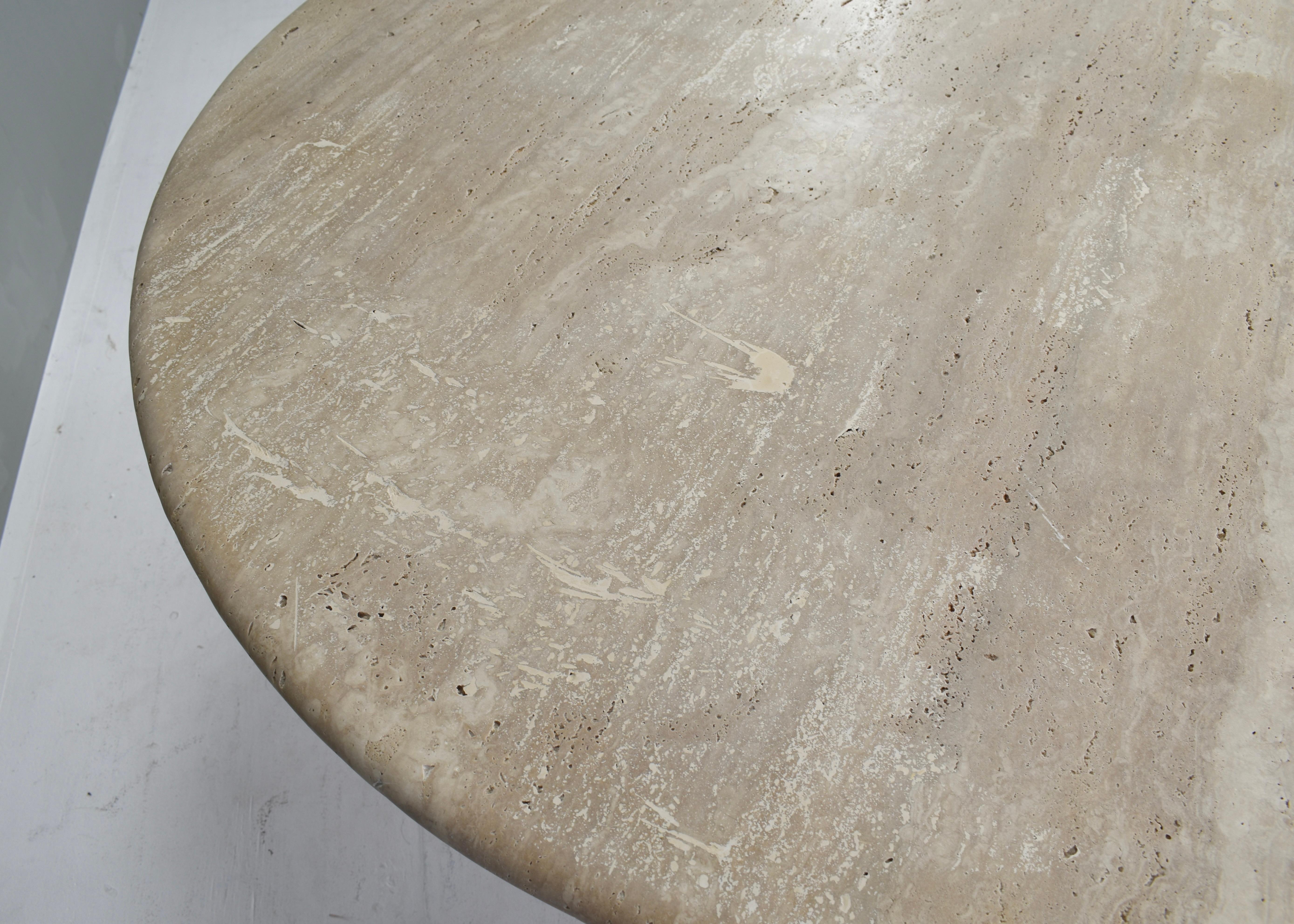 Exquisite Round Travertine Dining Table in the manor of Angelo Mangiarotti/Up&Up 4