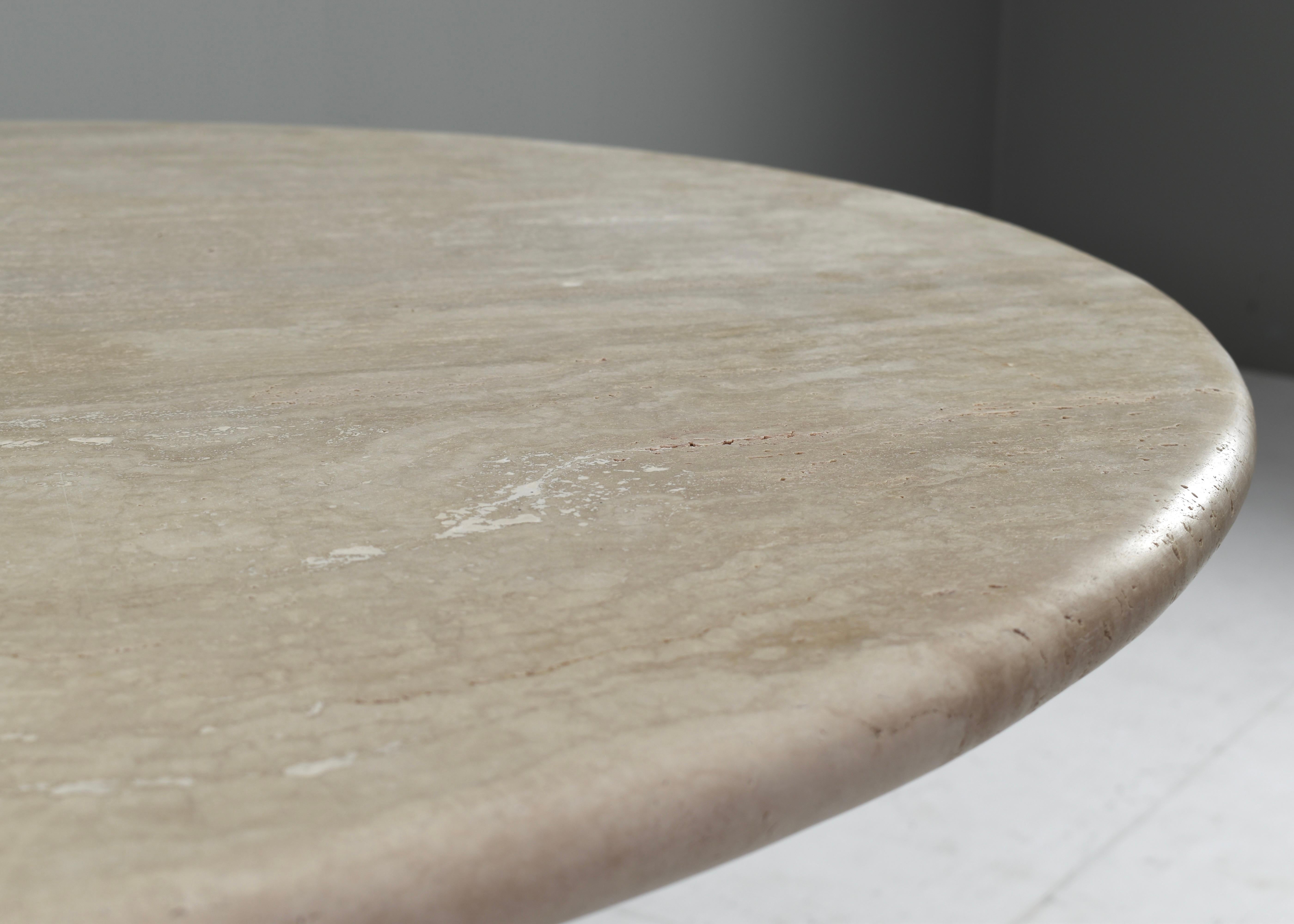 Exquisite Round Travertine Dining Table in the manor of Angelo Mangiarotti/Up&Up 5