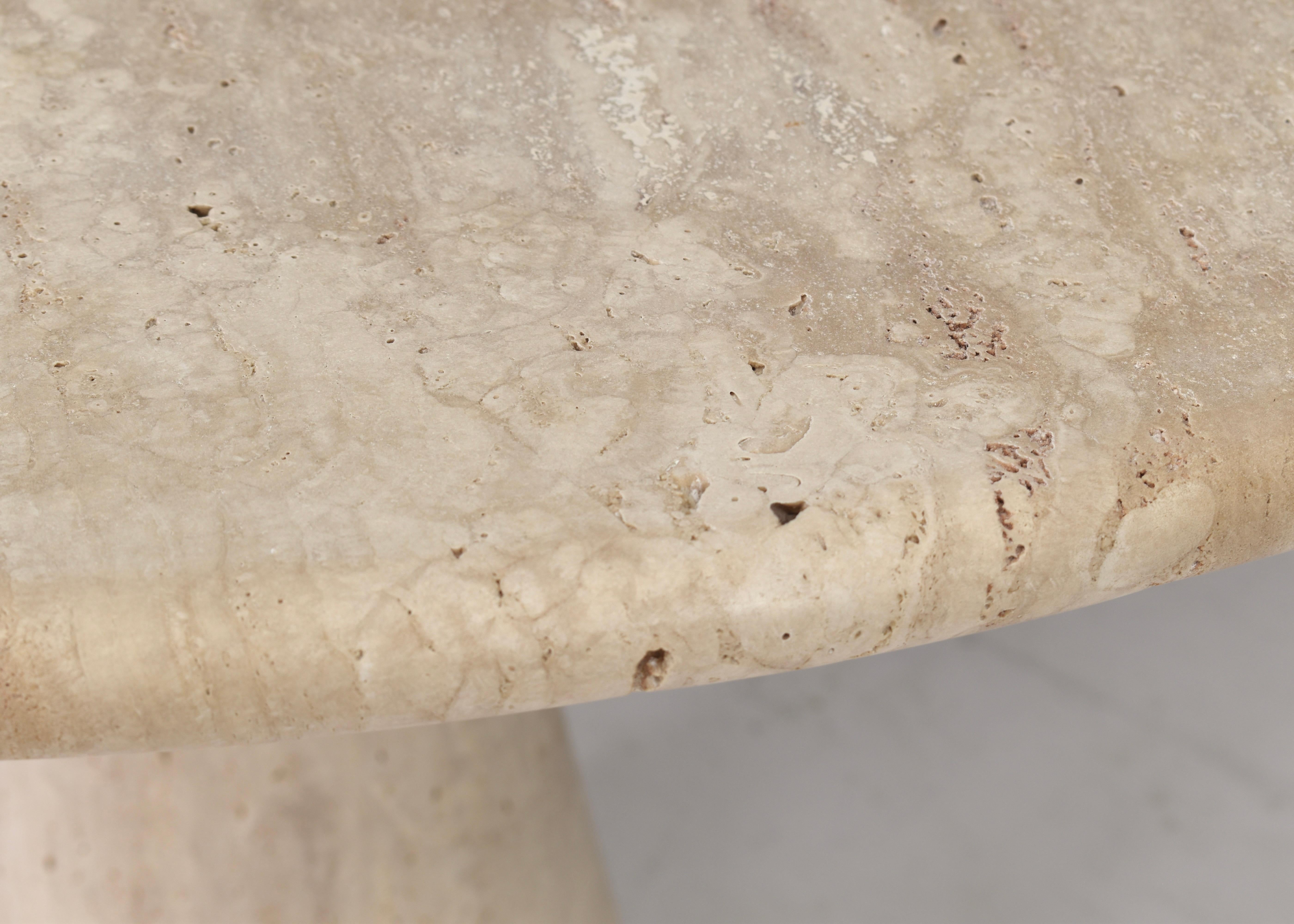 Exquisite Round Travertine Dining Table in the manor of Angelo Mangiarotti/Up&Up 7