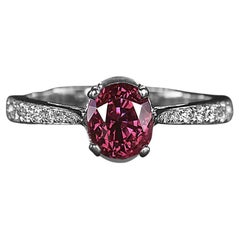 Exquisite Ruby and Diamond Engagement Ring in 18k White Gold