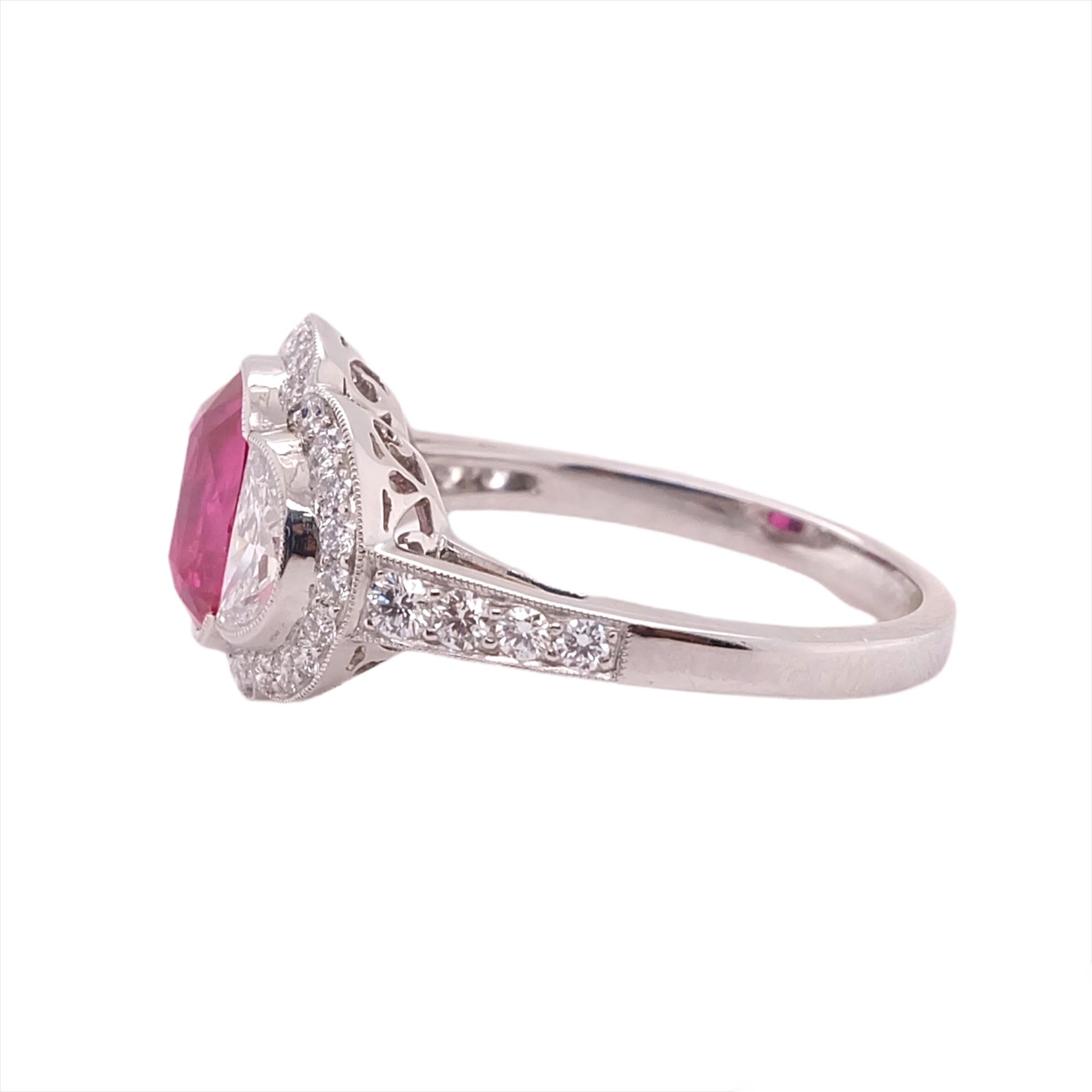 Sophia D, Ring aus Platin mit GIA-zertifiziertem 2,06 Karat Rubin und 0,68 Karat Diamanten (Art déco) im Angebot