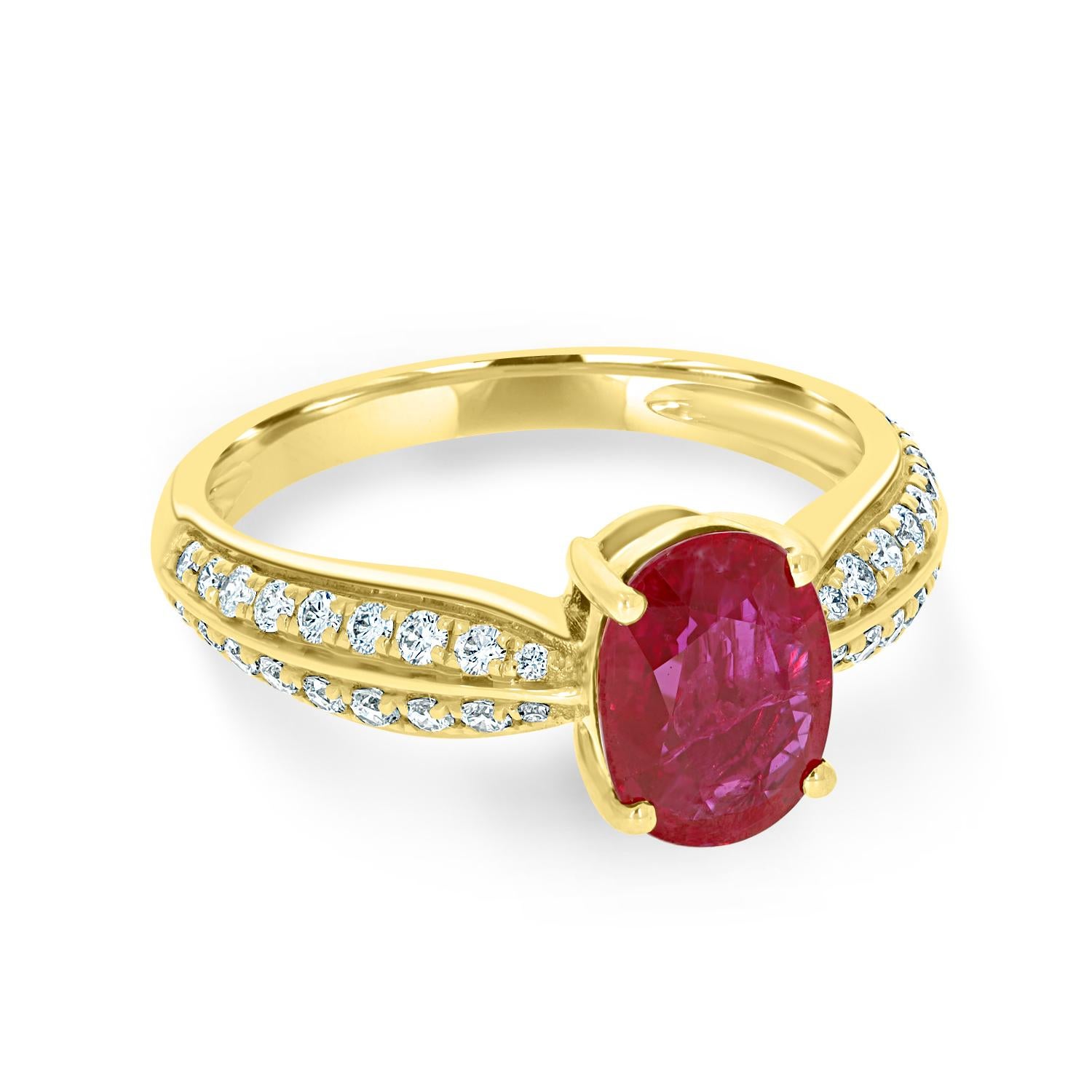 Oval Cut Exquisite Ruby and Diamond Ring For Sale
