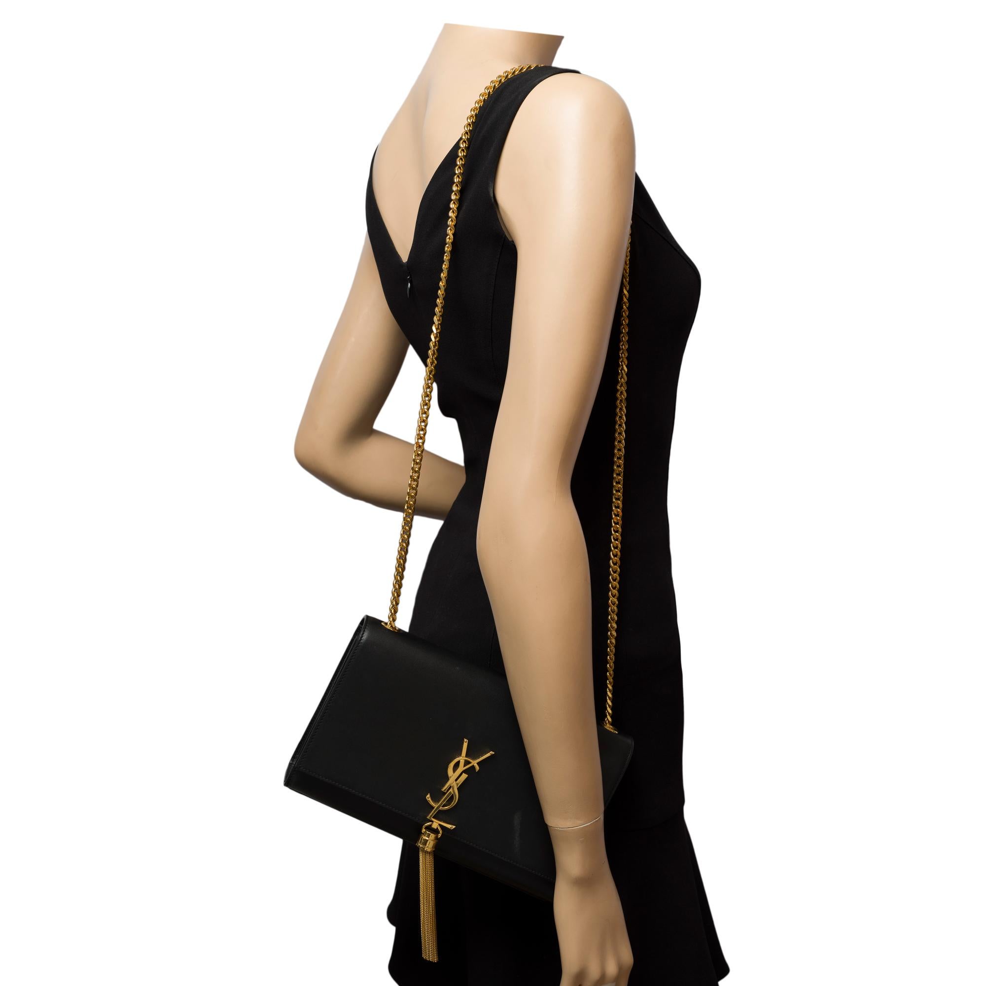 Exquisite Saint Laurent Kate shoulder bag in black leather, GHW 6