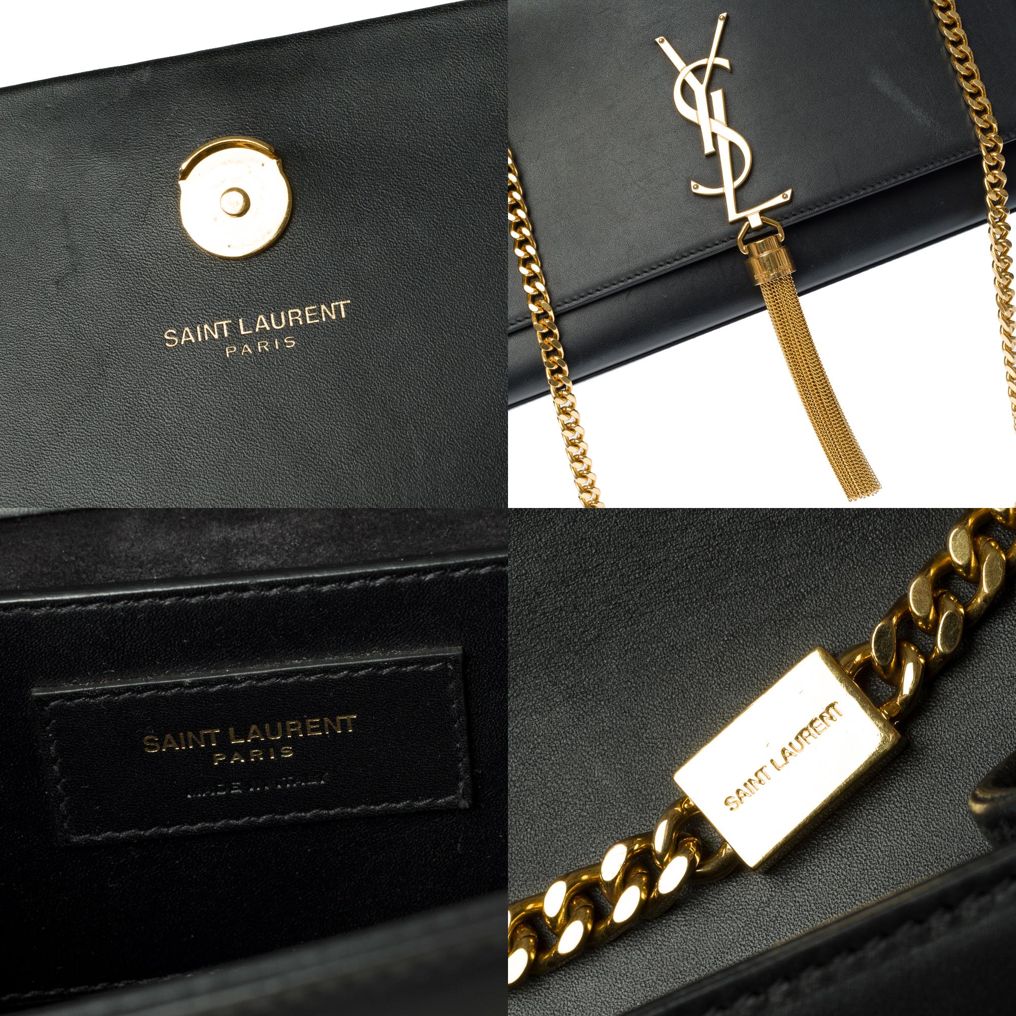 Exquisite Saint Laurent Kate shoulder bag in black leather, GHW 1