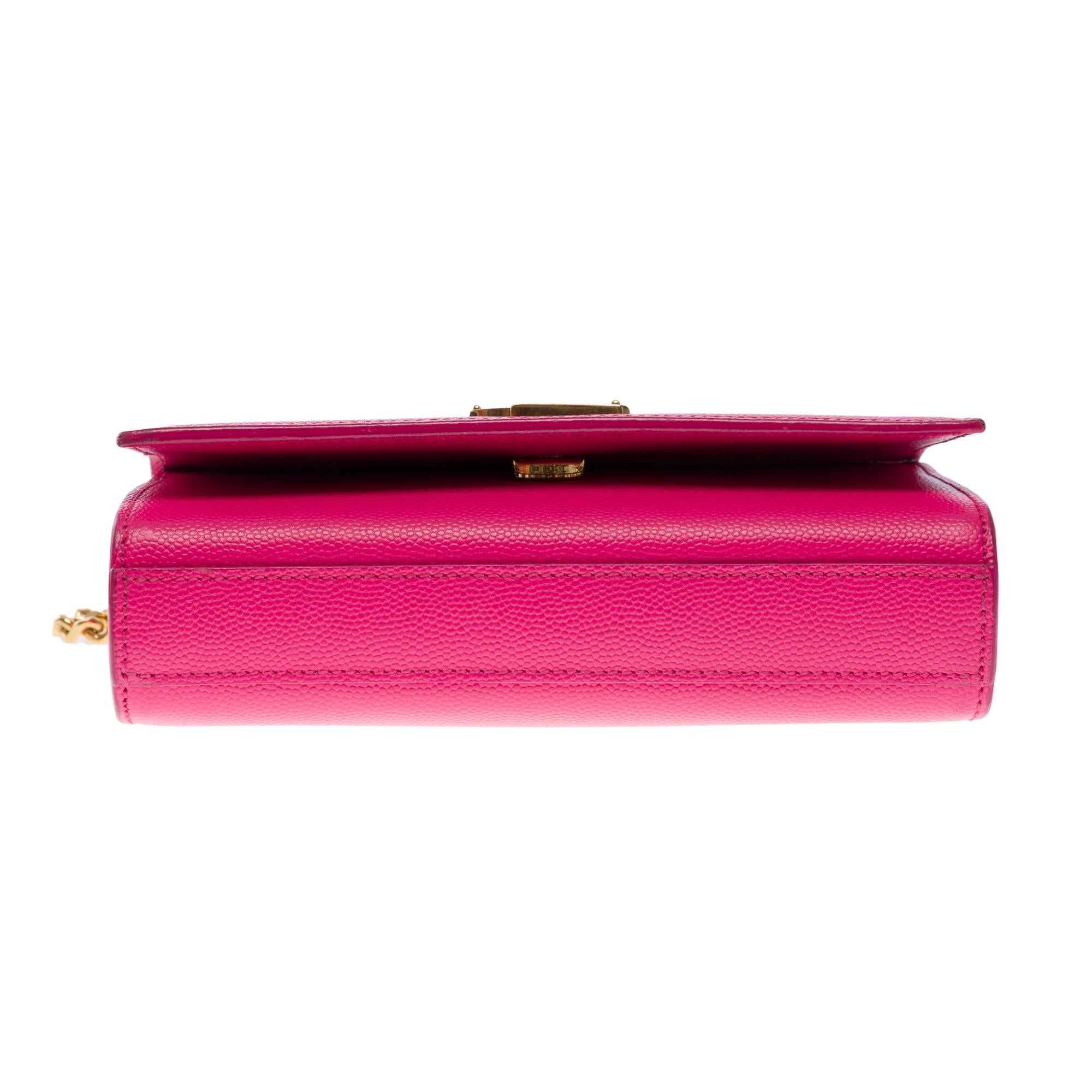 Exquisite Saint Laurent Kate shoulder bag in Pink grained leather, GHW 6