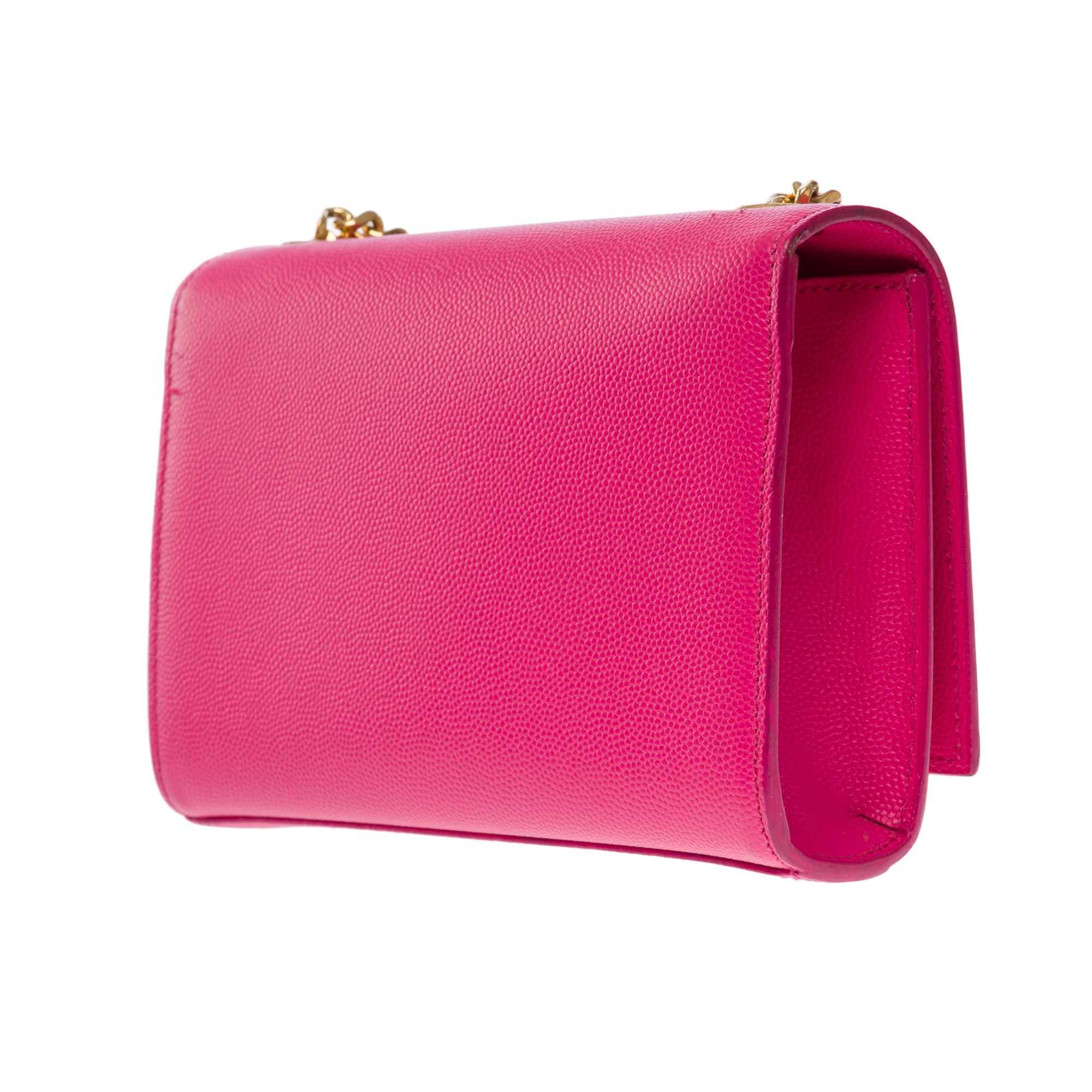 Exquisite Saint Laurent Kate shoulder bag in Pink grained leather, GHW 2