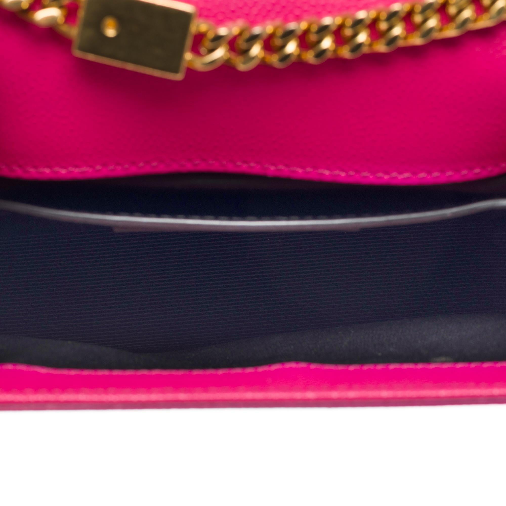 Exquisite Saint Laurent Kate shoulder bag in Pink grained leather, GHW 4