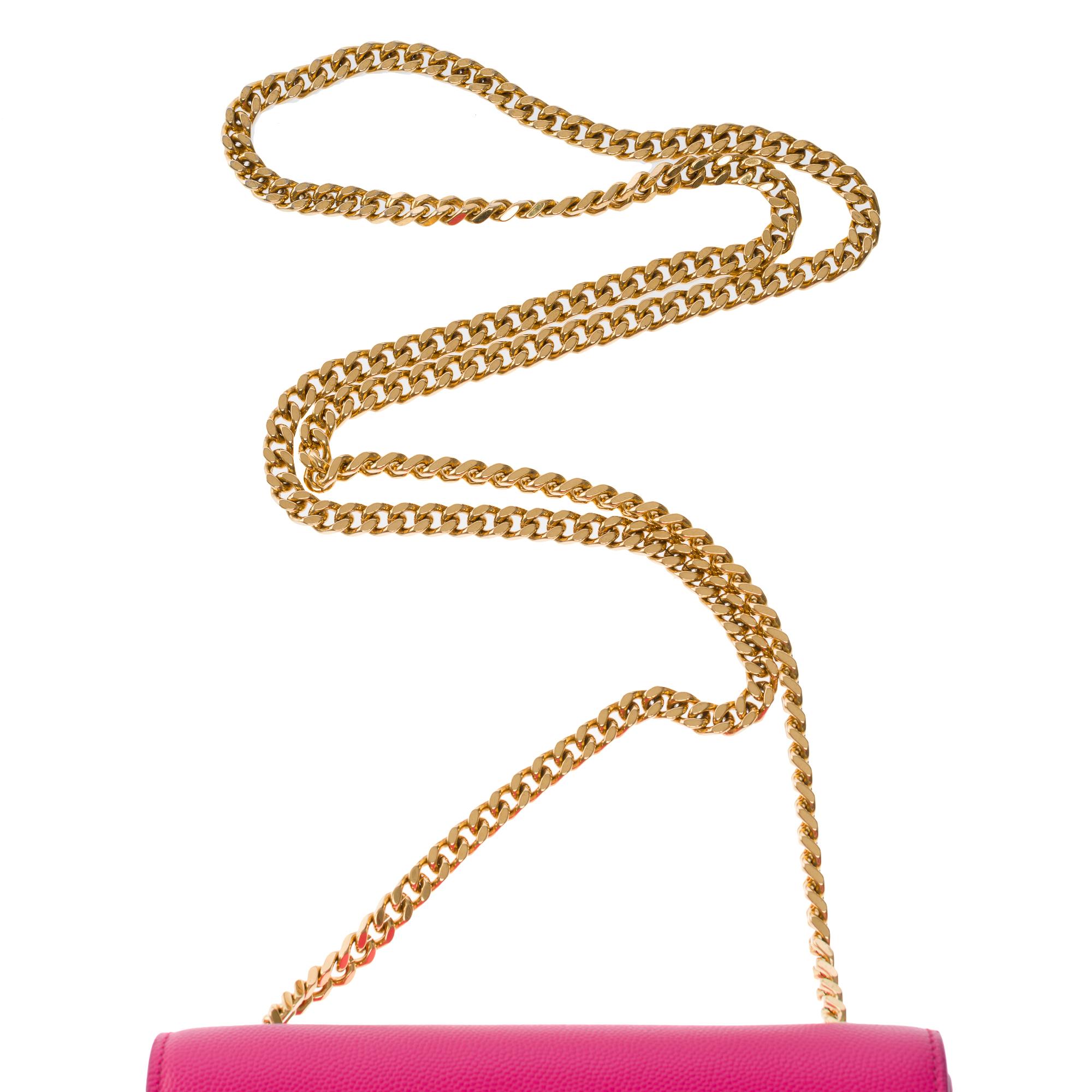 Exquisite Saint Laurent Kate shoulder bag in Pink grained leather, GHW 5