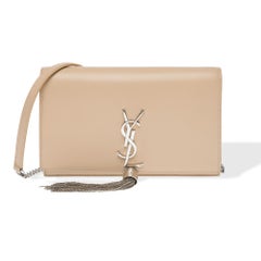 Exquisite Saint Laurent Kate Tassel shoulder bag in beige leather, PHW