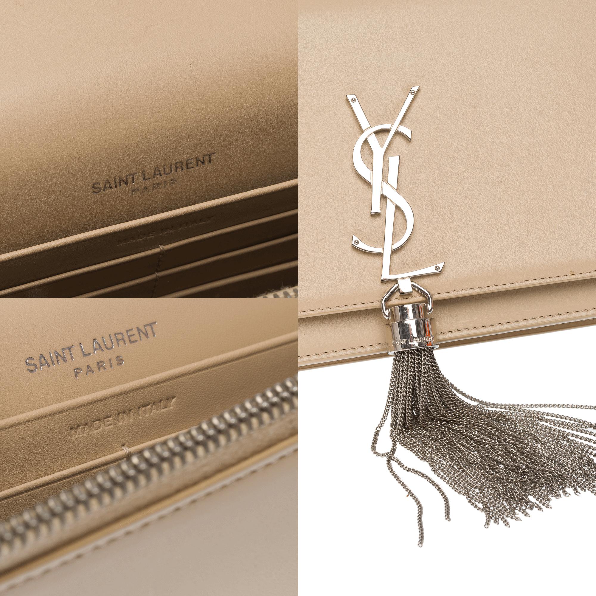 Exquisite Saint Laurent Kate Tassel shoulder bag in beige leather, PHW For Sale 2