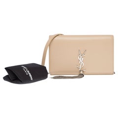Exquisite Saint Laurent Kate Umhängetasche mit Quaste aus beigefarbenem Leder, PHW