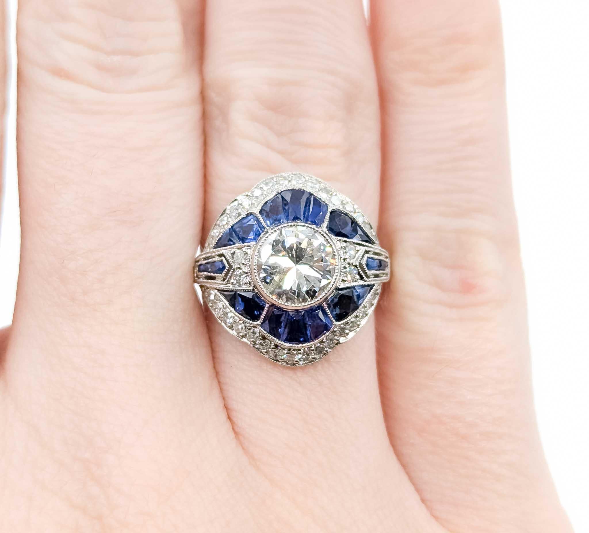 Women's Exquisite Sapphire and Diamond White Gold Ring For Sale