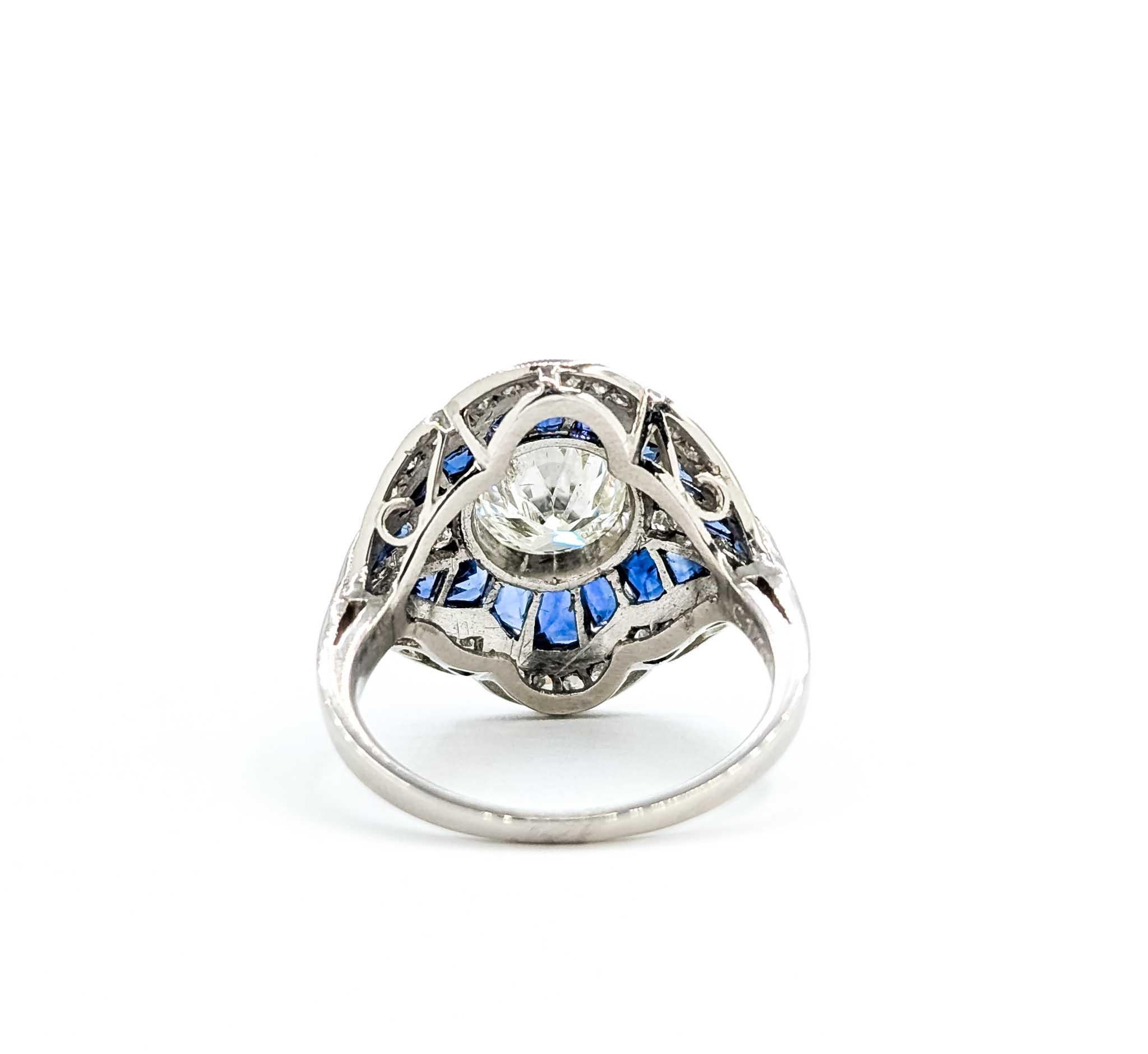 Exquisite Sapphire and Diamond White Gold Ring For Sale 1