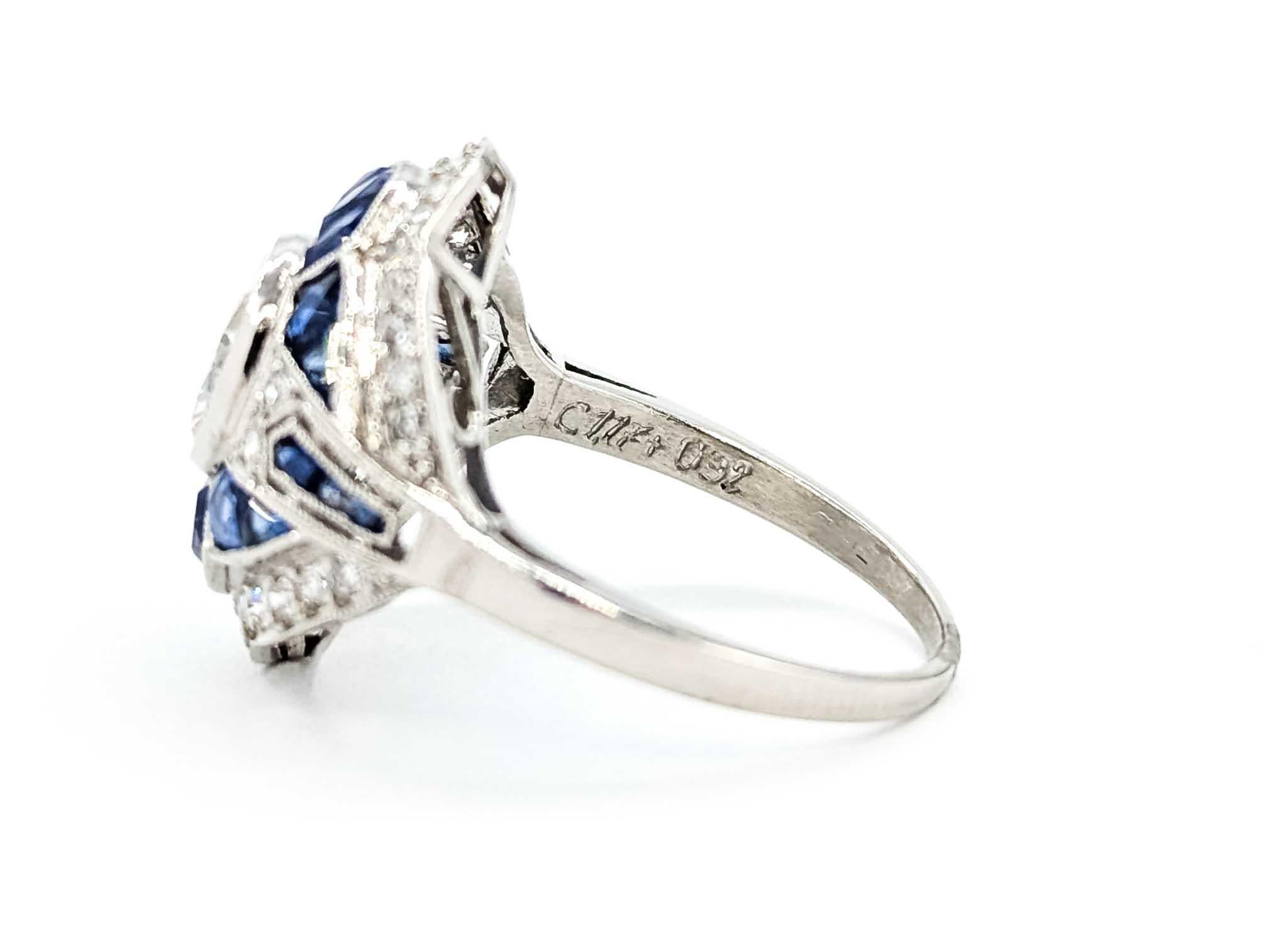 Exquisite Sapphire and Diamond White Gold Ring For Sale 2
