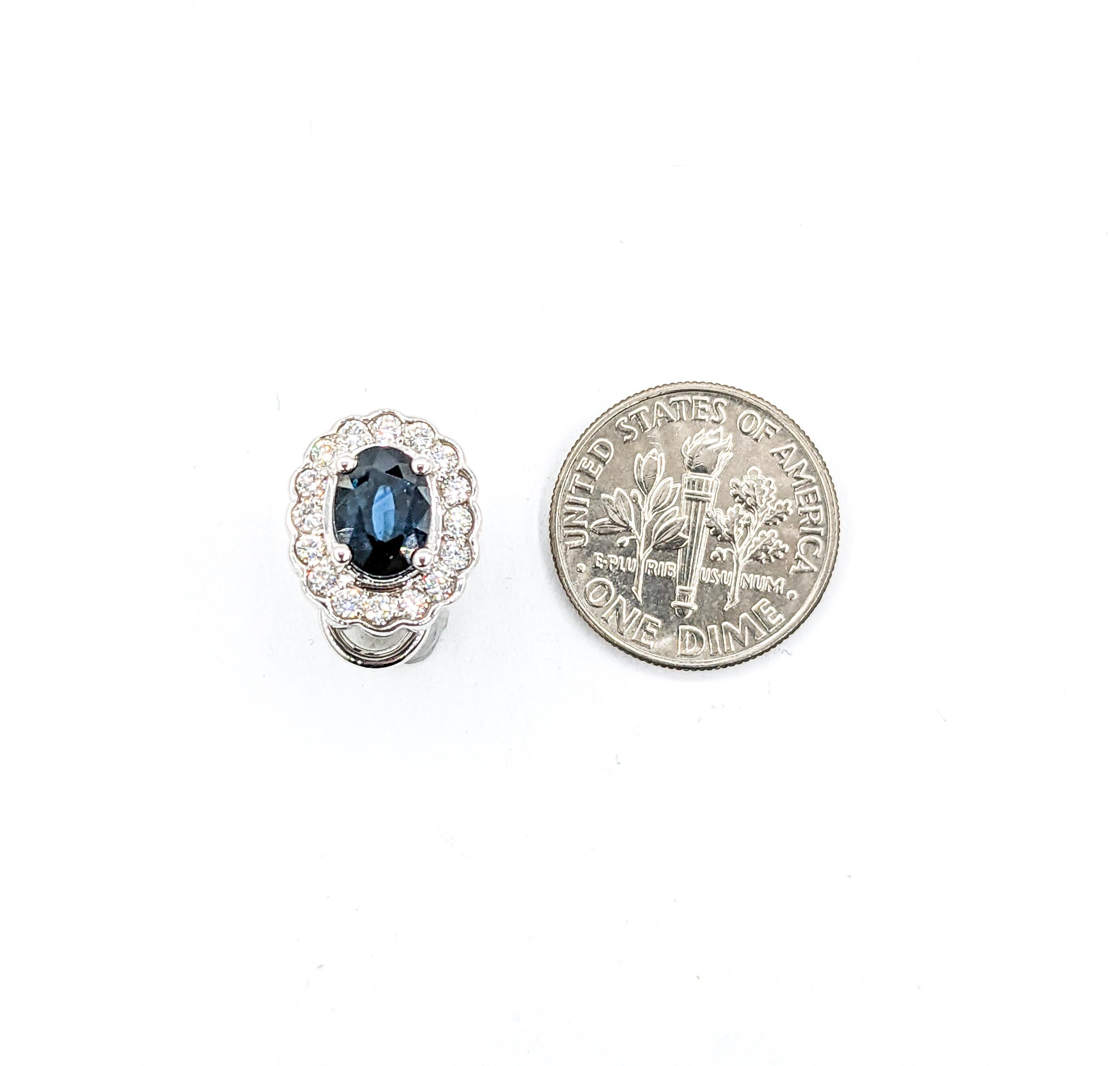  Exquisite Sapphire and White Diamond Earrings In White Gold

Presenting these stunning stud earrings, masterfully crafted from 14kt white gold. Center stage is taken by 2.52ctw of mesmerizing oval-cut blue sapphires, each encircled by a halo of