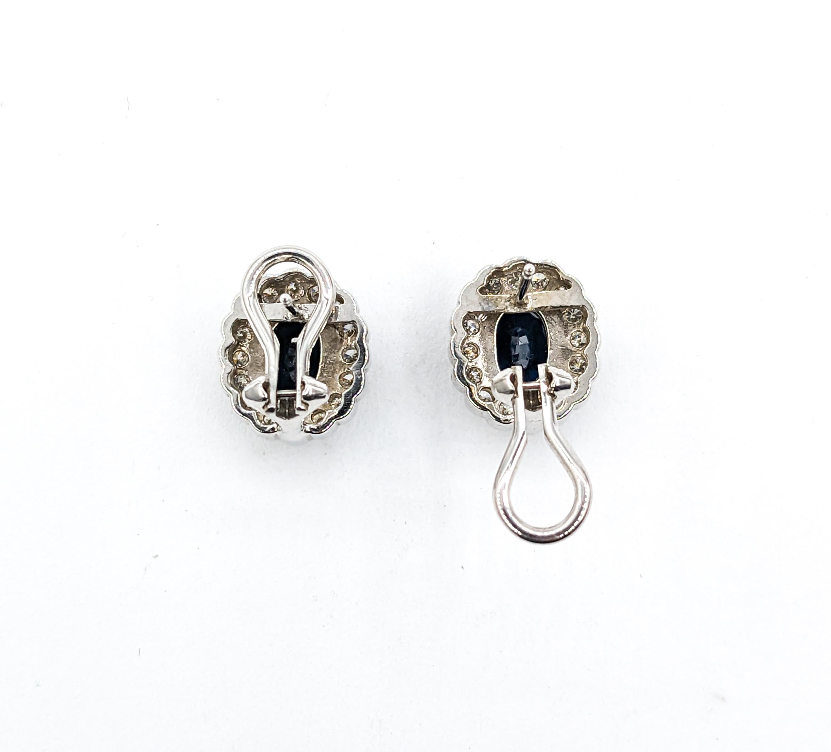 Exquisite Sapphire and White Diamond Earrings In White Gold For Sale 2