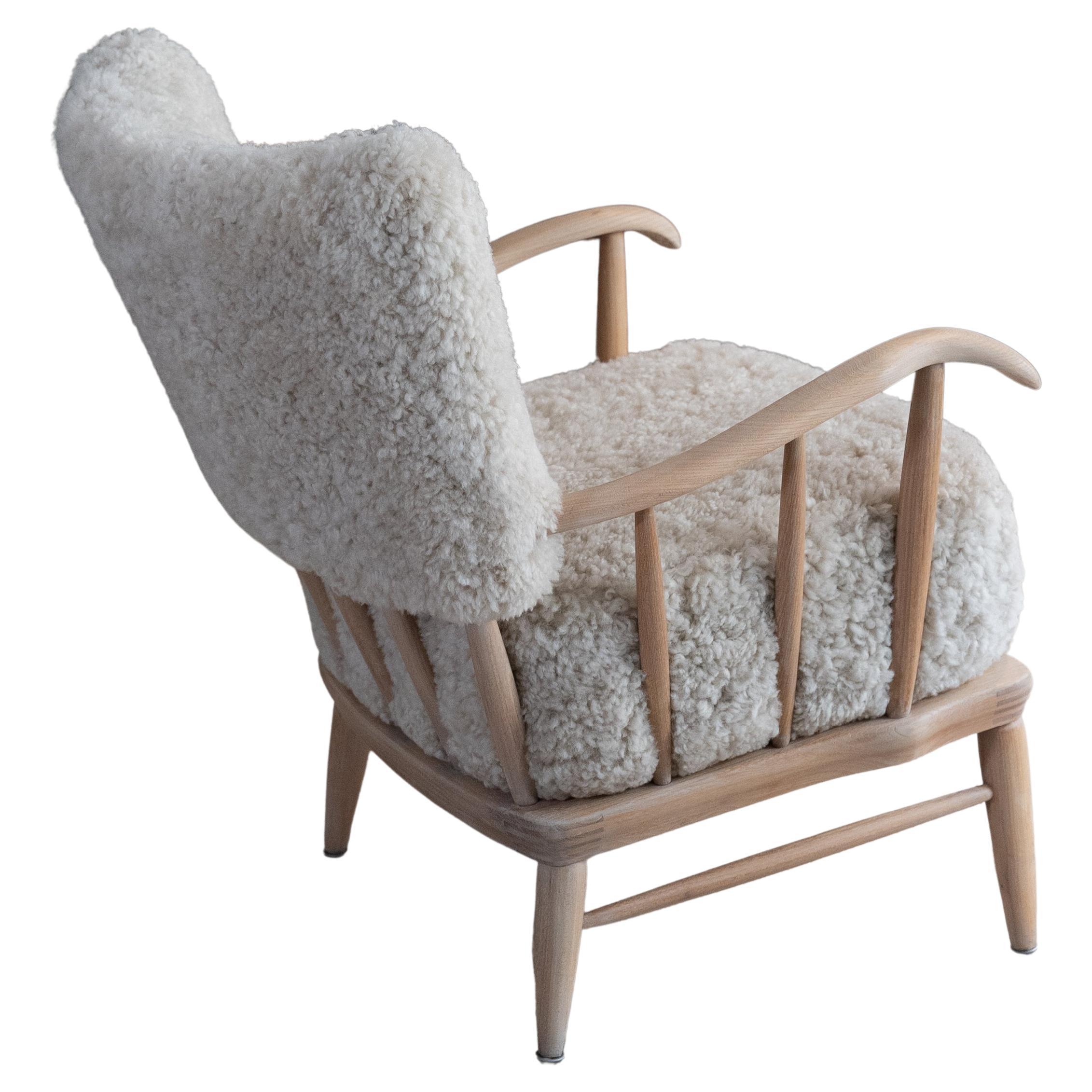 Arnt Lande (attr.) armchair for Møller and Stokke, sheepskin For Sale ...