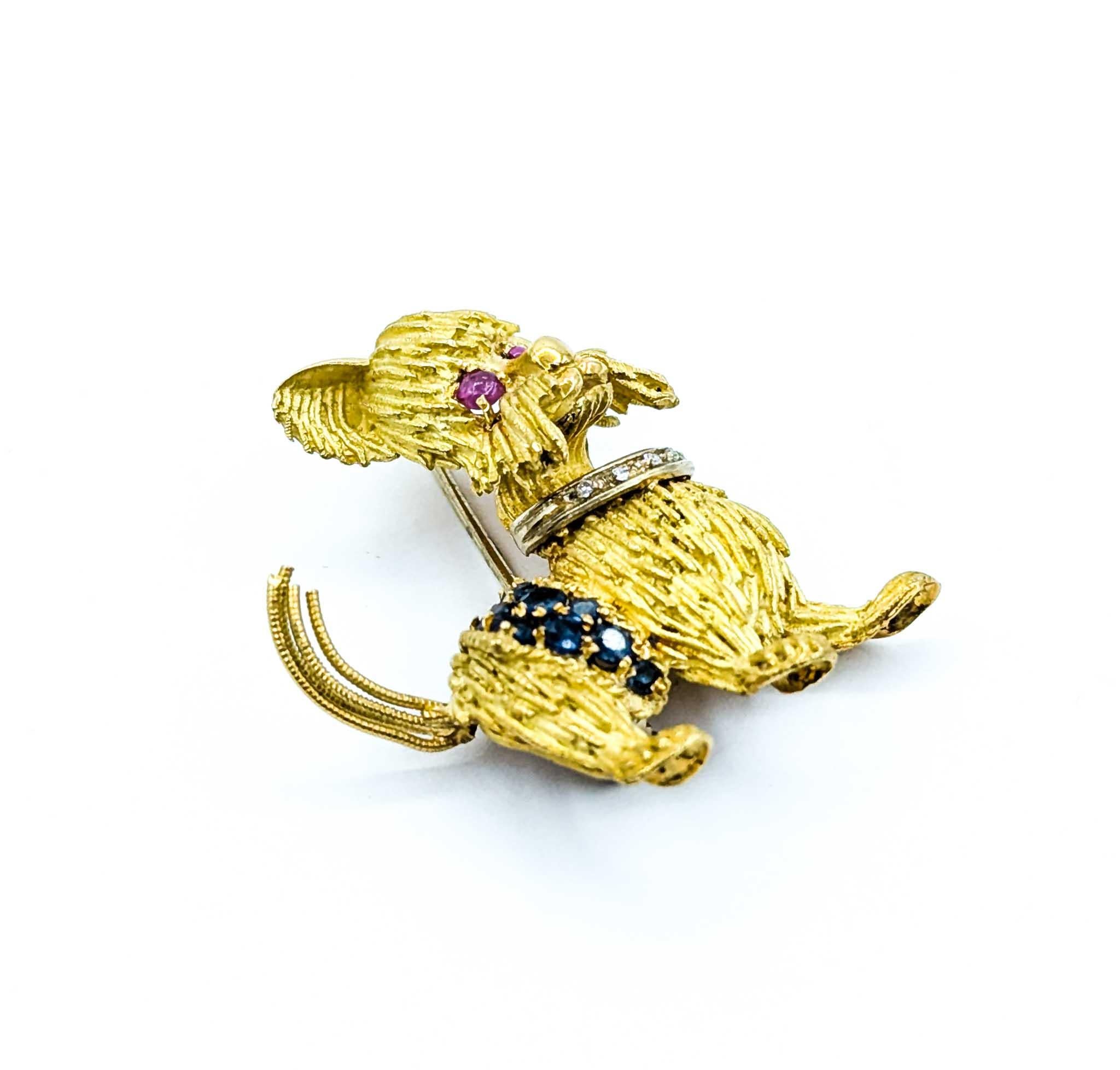 Exquisite Scottish Terrier Brooch in 14k Yellow Gold In Excellent Condition For Sale In Bloomington, MN