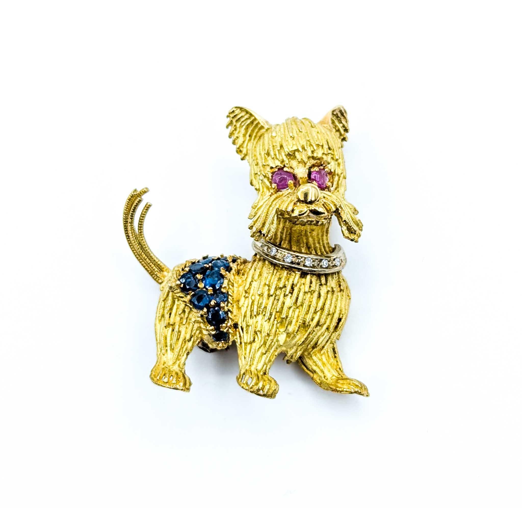 Exquisite Scottish Terrier Brooch in 14k Yellow Gold For Sale 1