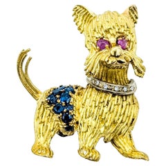 Exquisite Scottish Terrier Brooch in 14k Yellow Gold