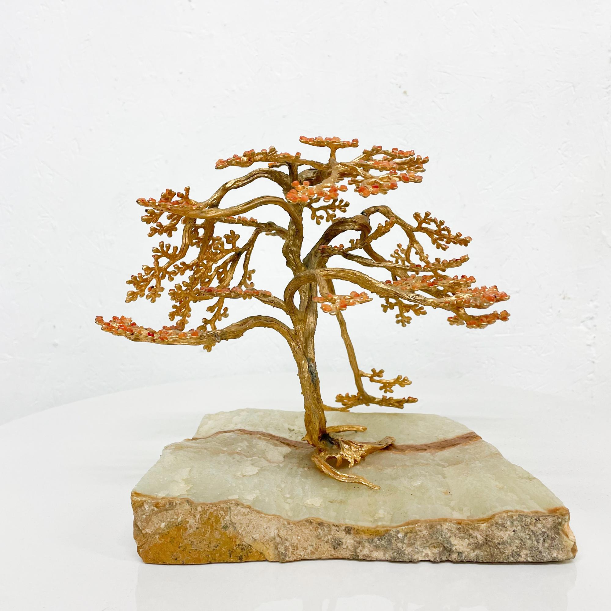 Mid-Century Modern Exquisite Sculptural Modern Bonsai Tree Art in Quartzite Stone & Bronze 1970s