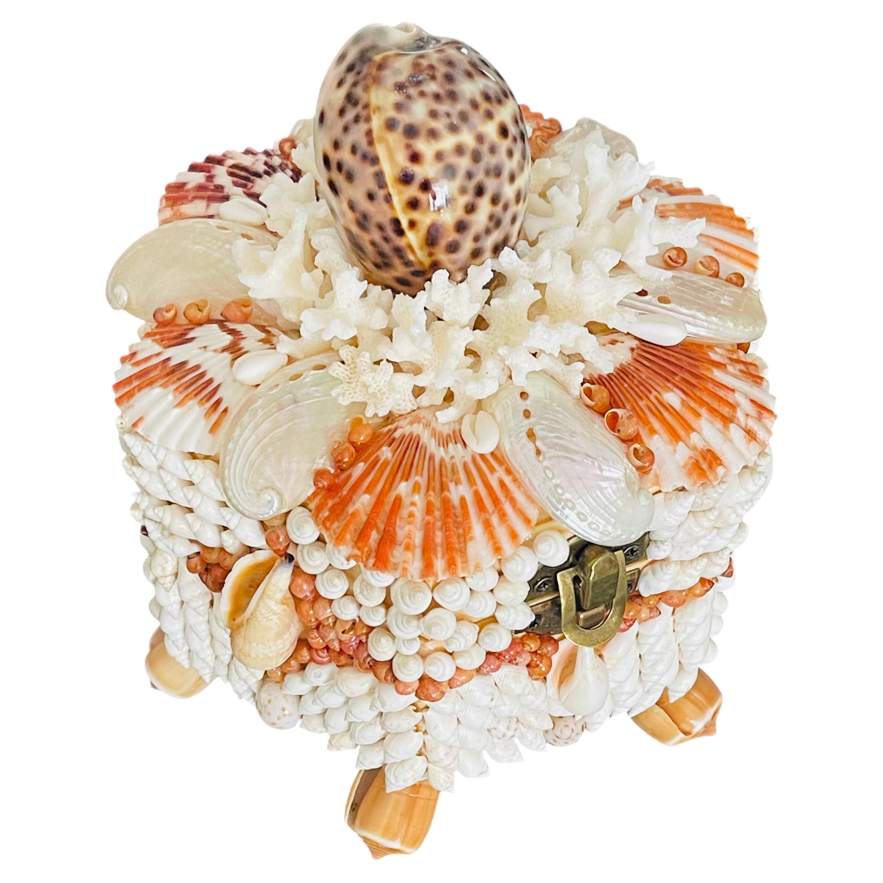 Exquisite Sea Shell & Coral Encrusted Treasure Box