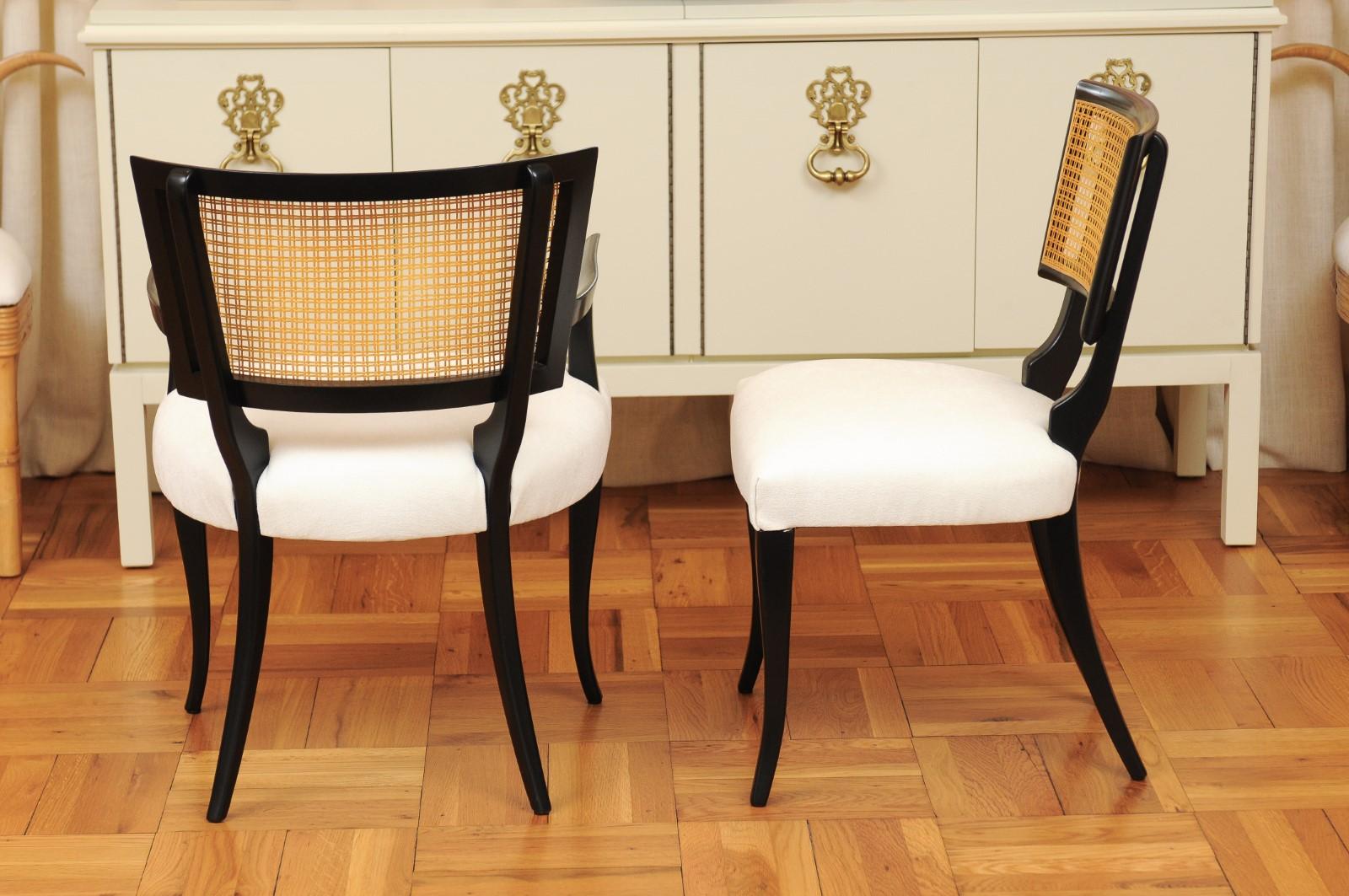 Exquisite Set of 10 Klismos Cane Dining Chairs in the Style of Billy Haines For Sale 5