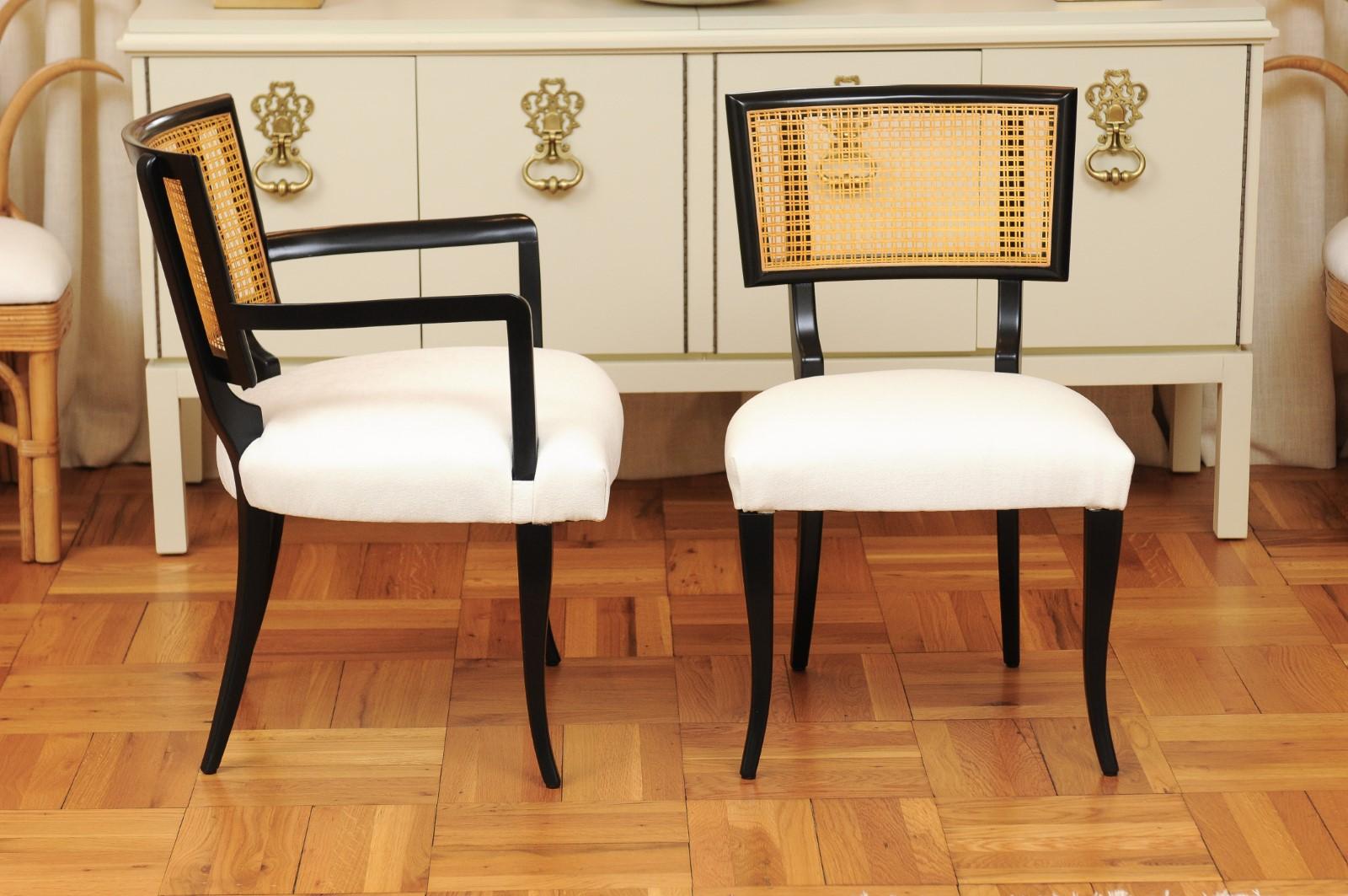 Exquisite Set of 10 Klismos Cane Dining Chairs in the Style of Billy Haines For Sale 1