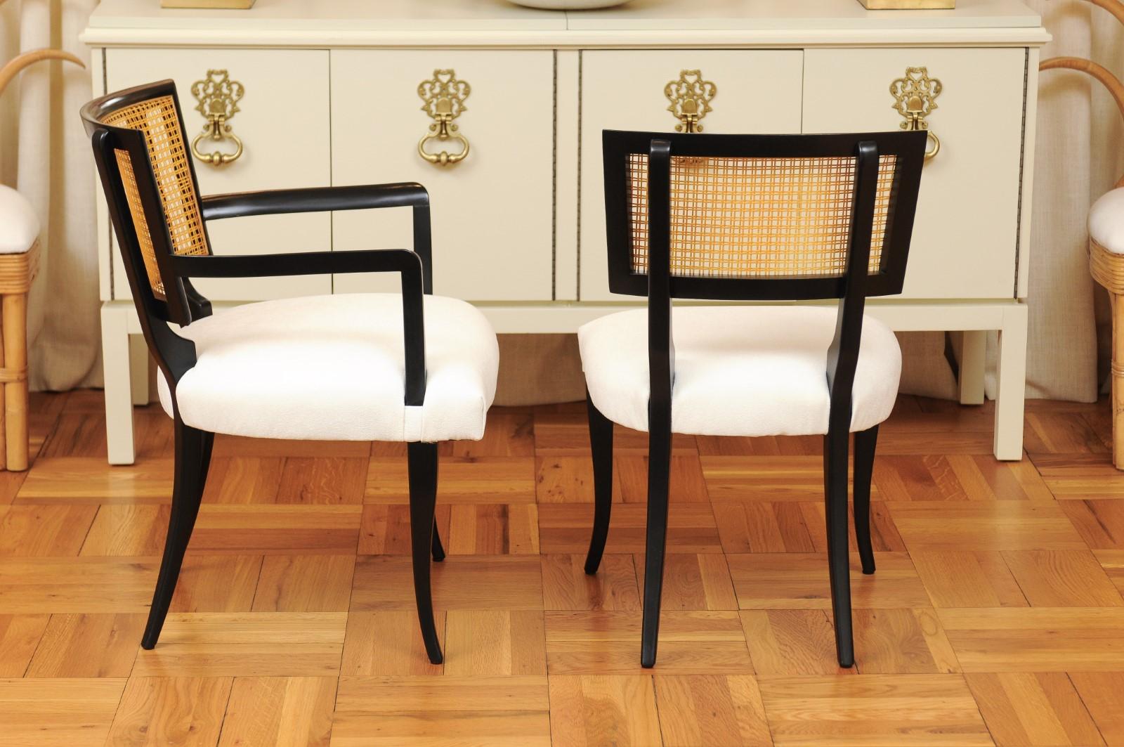 Magnifique ensemble de 10 chaises de salle à manger Klismos en rotin dans le style de Billy Haines en vente 2
