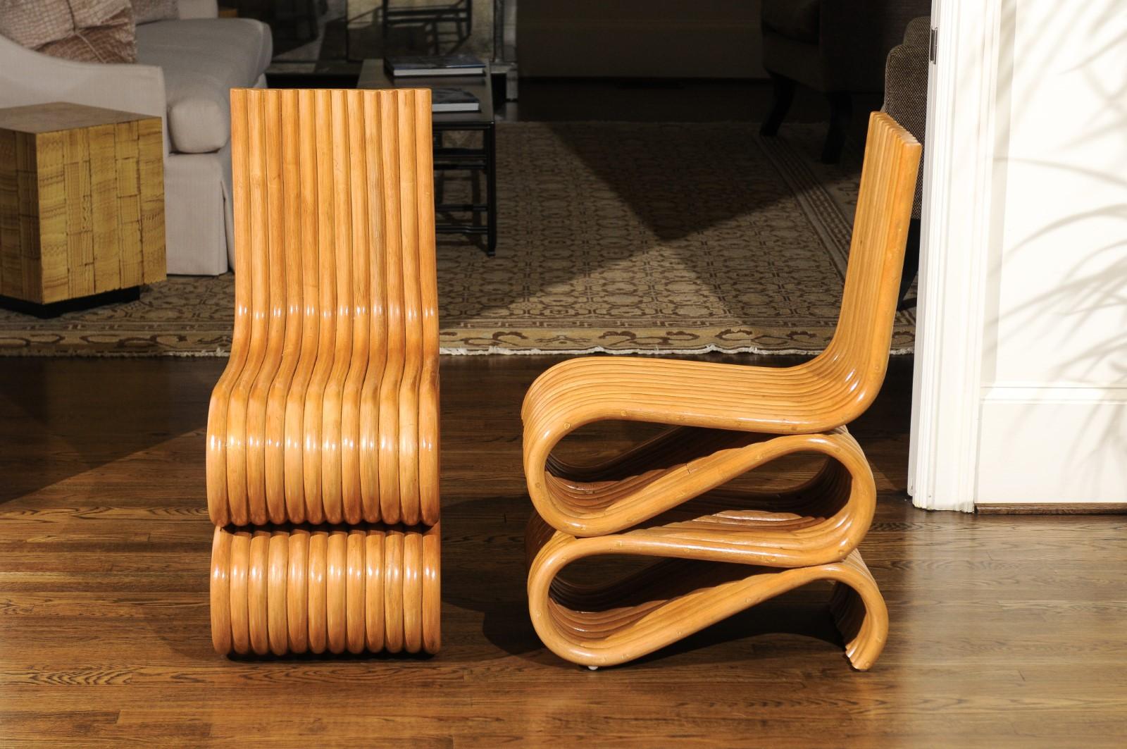 Exquisite Set of 10 Radiant Custom-Made Rattan Dining Chairs, circa 1995 6