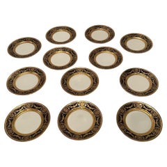 Exquisite Set of 12 Cobalt & Gilt Dinner Plates