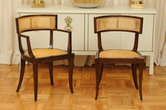 Exquisite Set of 12 Cane Dining Chairs by Michael Taylor for Baker, Cane Seats