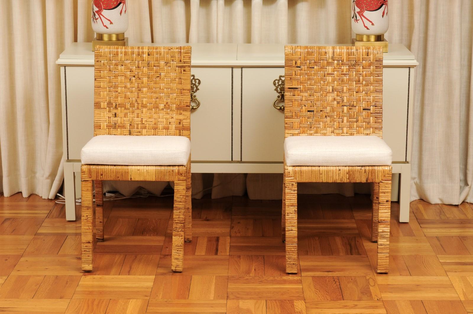 Squisito set di 14 sedie da pranzo in canna intrecciata di Danny Ho Fong, 1975 ca. in vendita 2