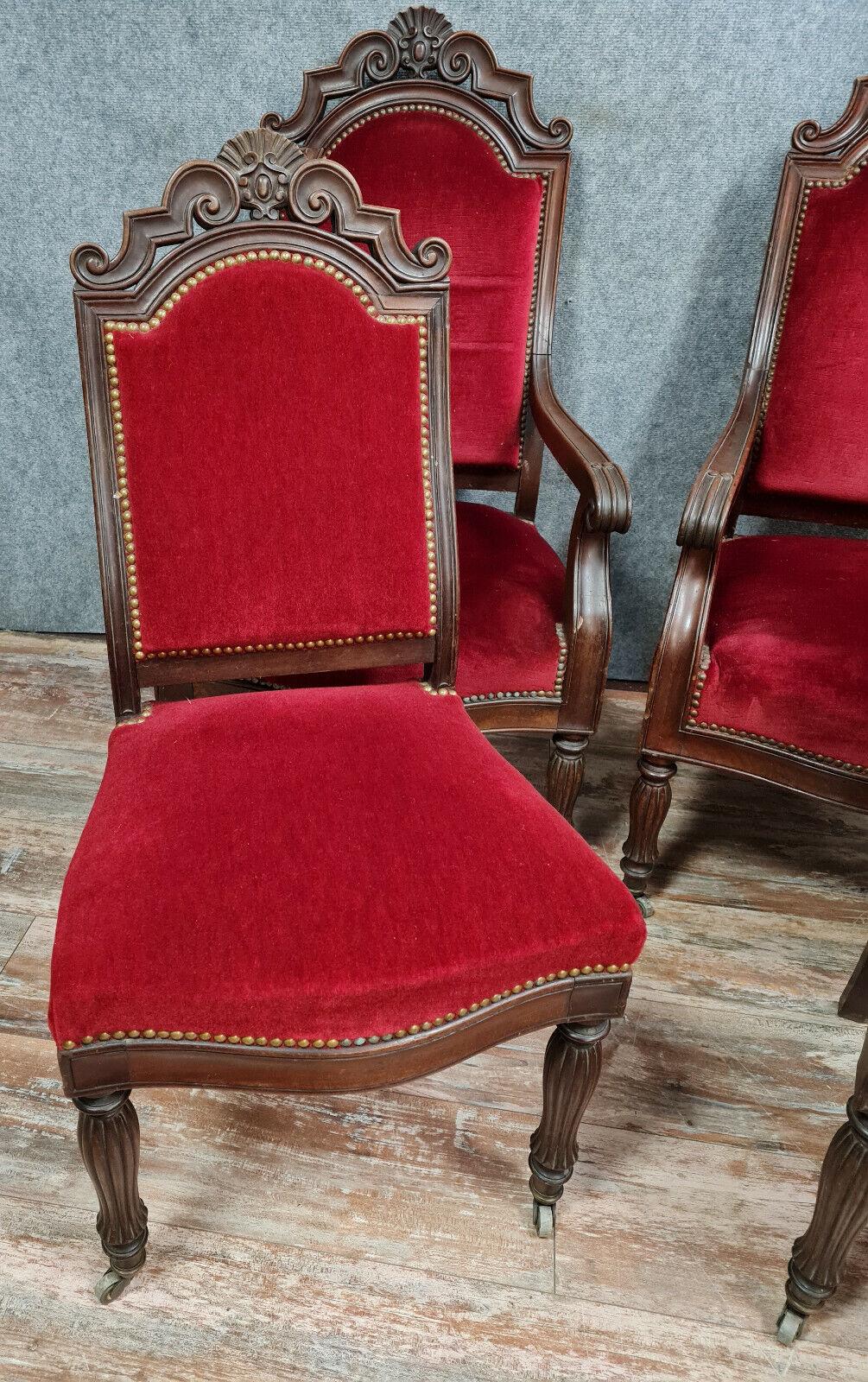 Ensemble exquis de 4 chaises en acajou de l'époque de la Restauration, vers 1820 -1X32 Bon état - En vente à Bordeaux, FR