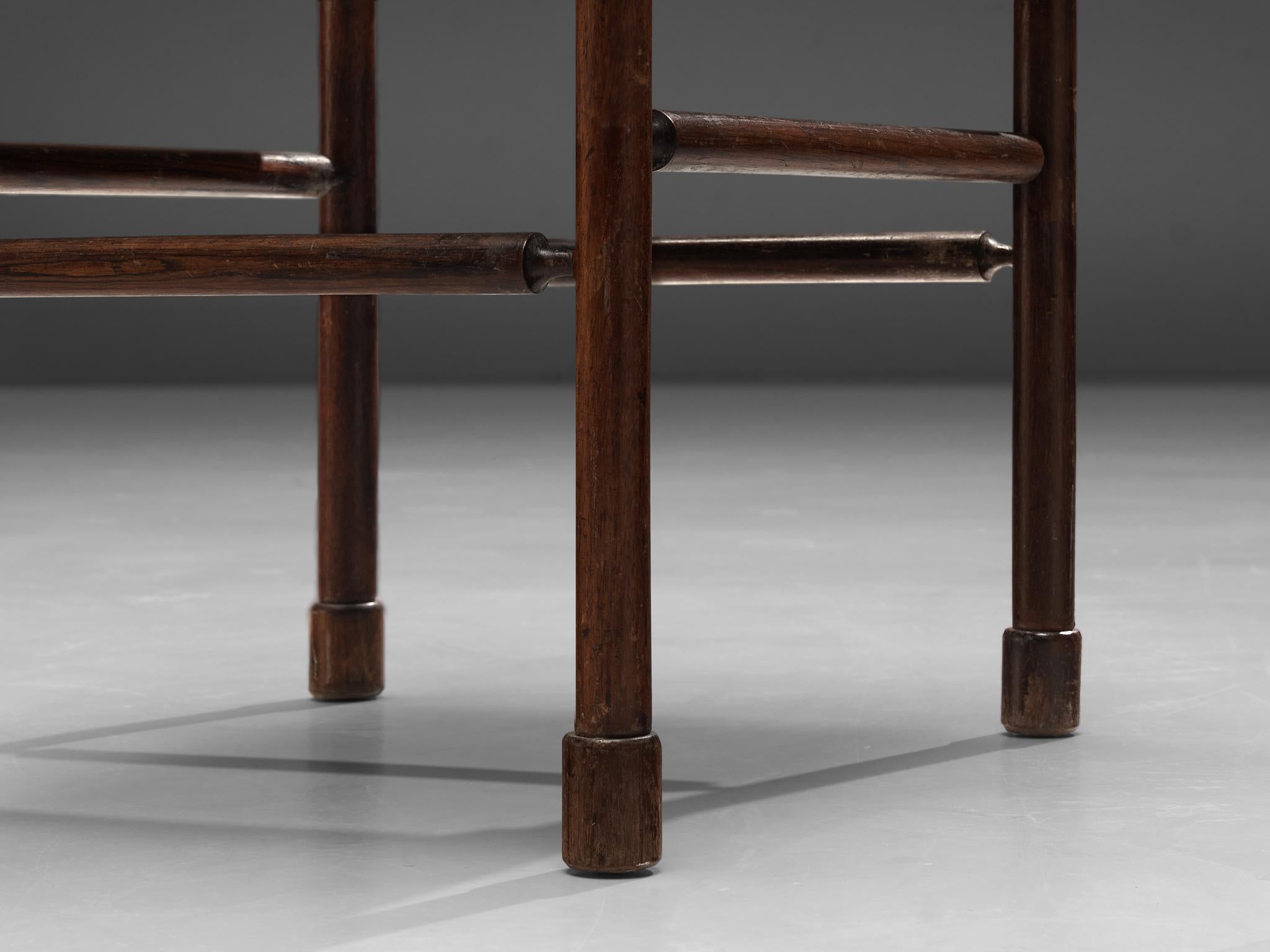 Brazilian Set of Four Side Chairs in Original Patinated Leather and Stained Wood 7