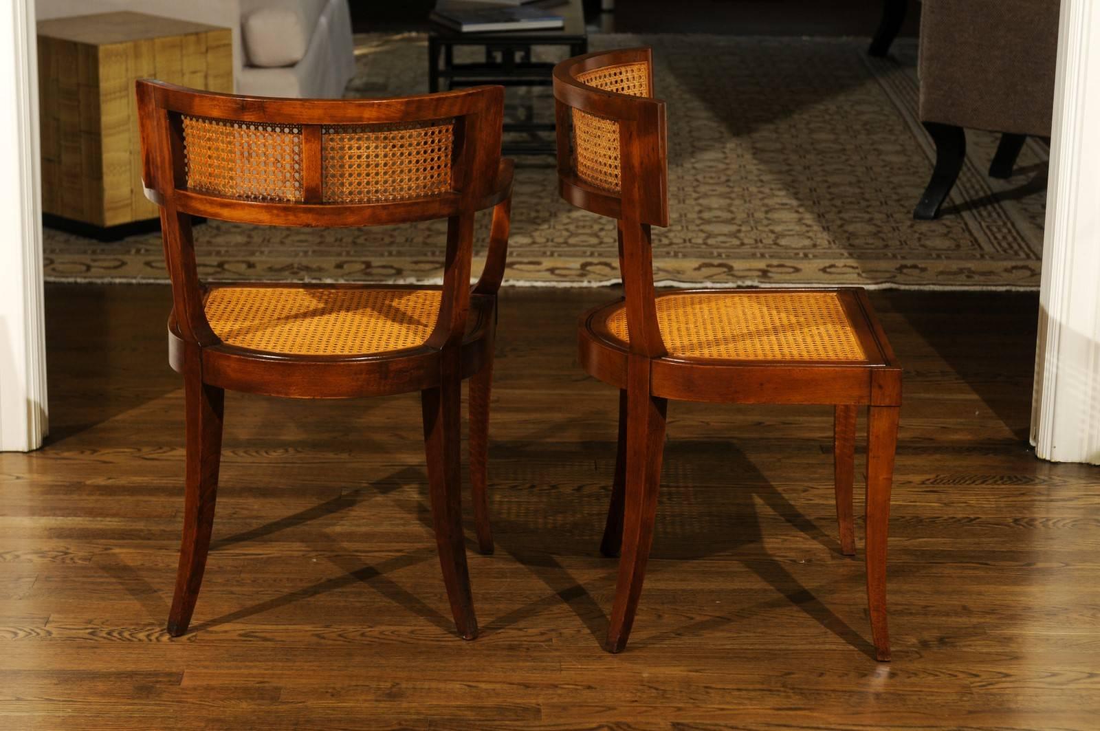 Mid-20th Century Exquisite Set of Twelve Klismos Cane Dining Chairs by Baker, circa 1958